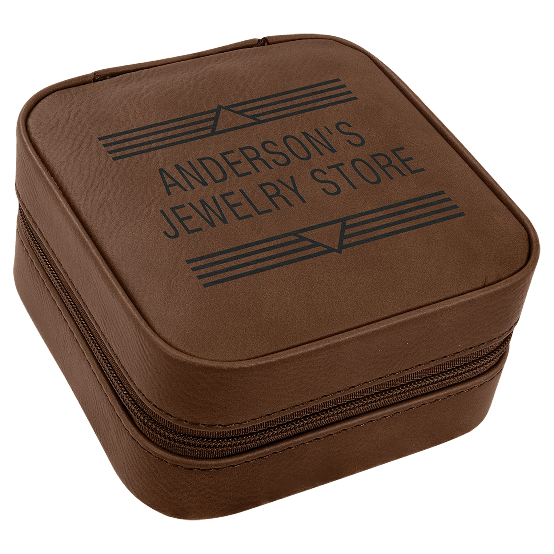 4" X 4" Laserable Leatherette Travel Jewelry Box With Tan Lining 4