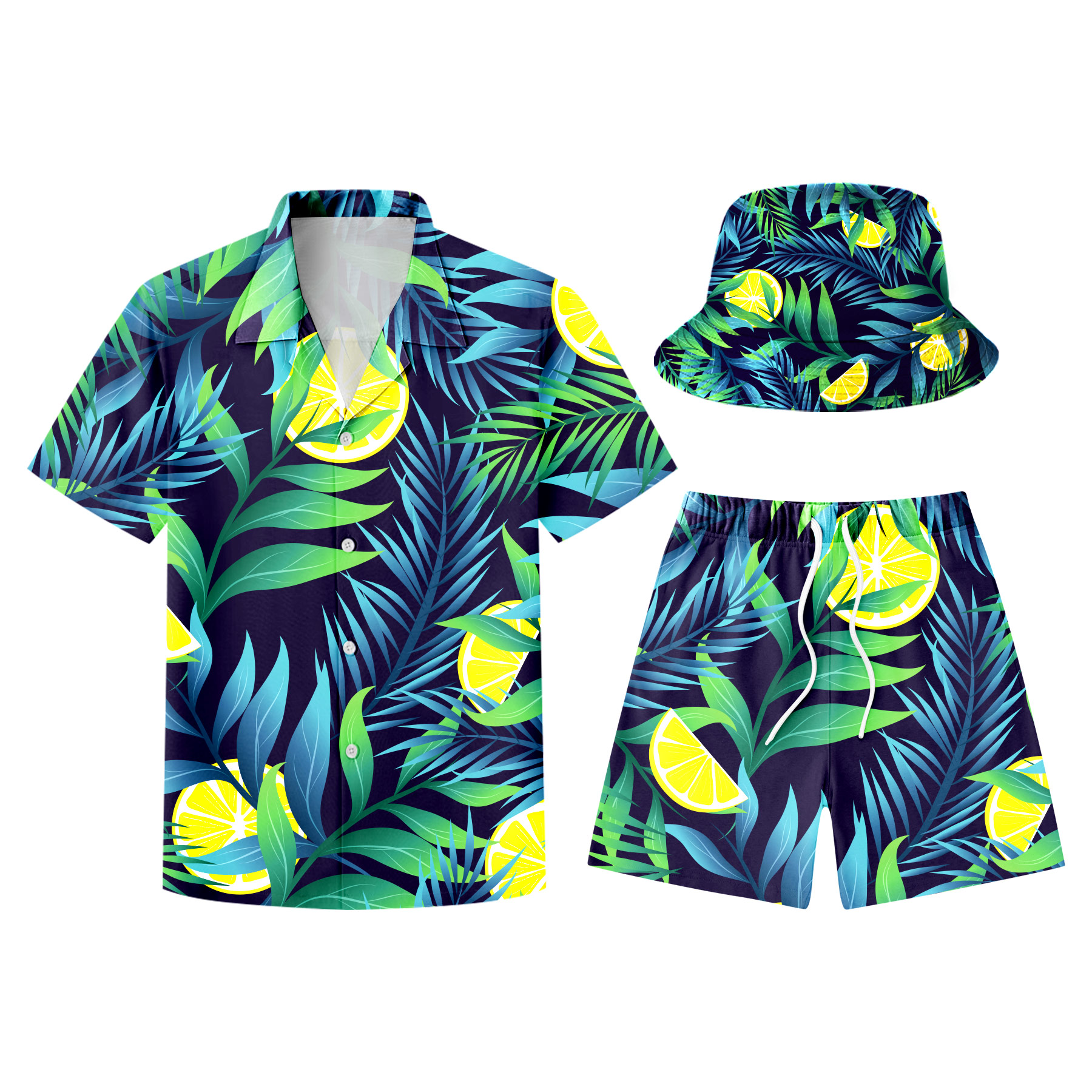 Hawaiian Shirts, Shorts And Bucket Hats Sets 8