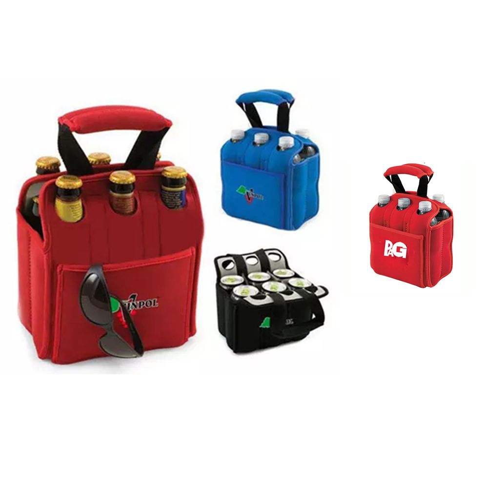 6 Pack Beer Bottle Cooler w/Pocket & Handle 1