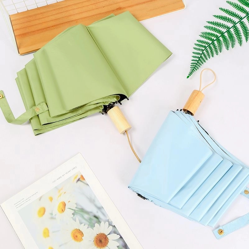 Custom Foldable Sun & Wind Proof Umbrella with Wooden Handle 6