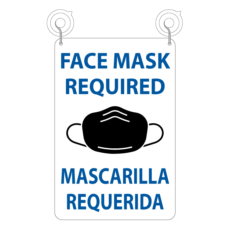 Mask Required Sign W/ Suction Cups Spanish/English