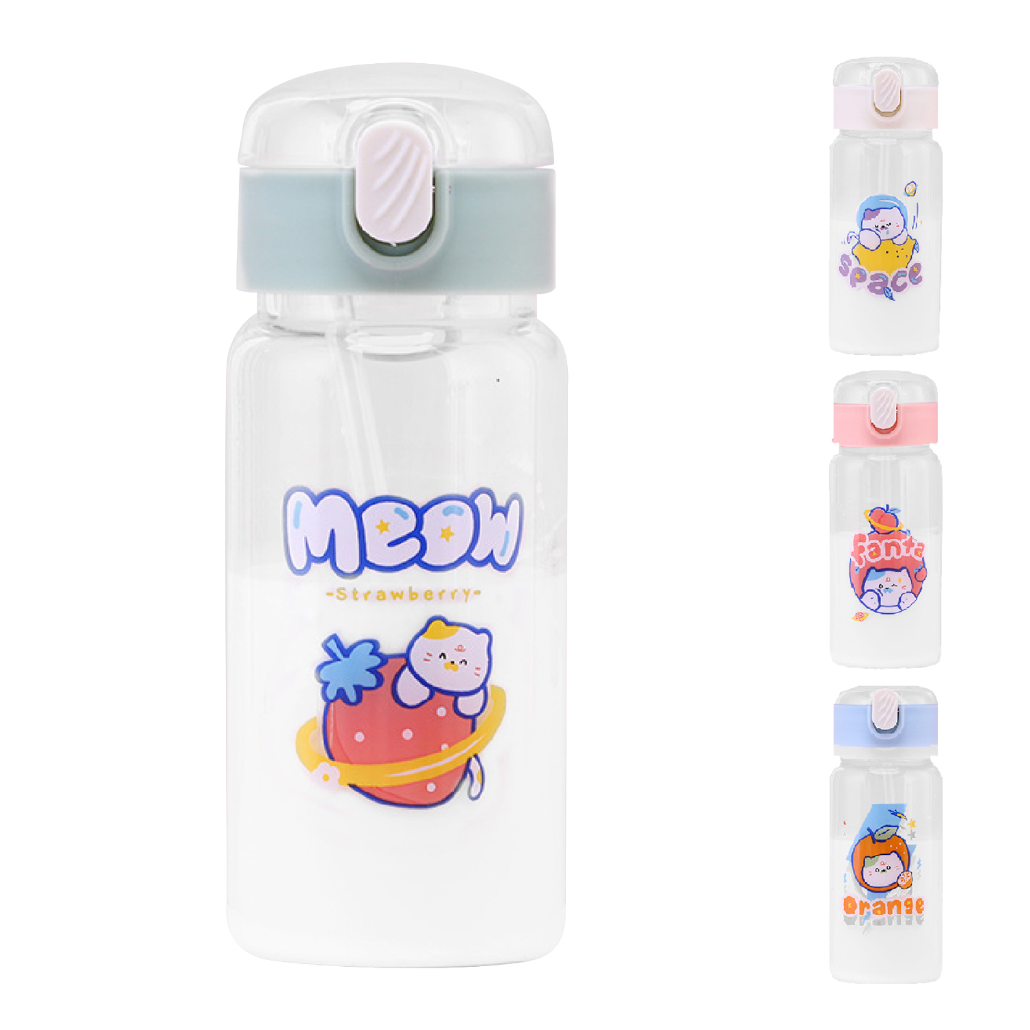 Single-layer bouncing lid glass water bottle straw cup 2