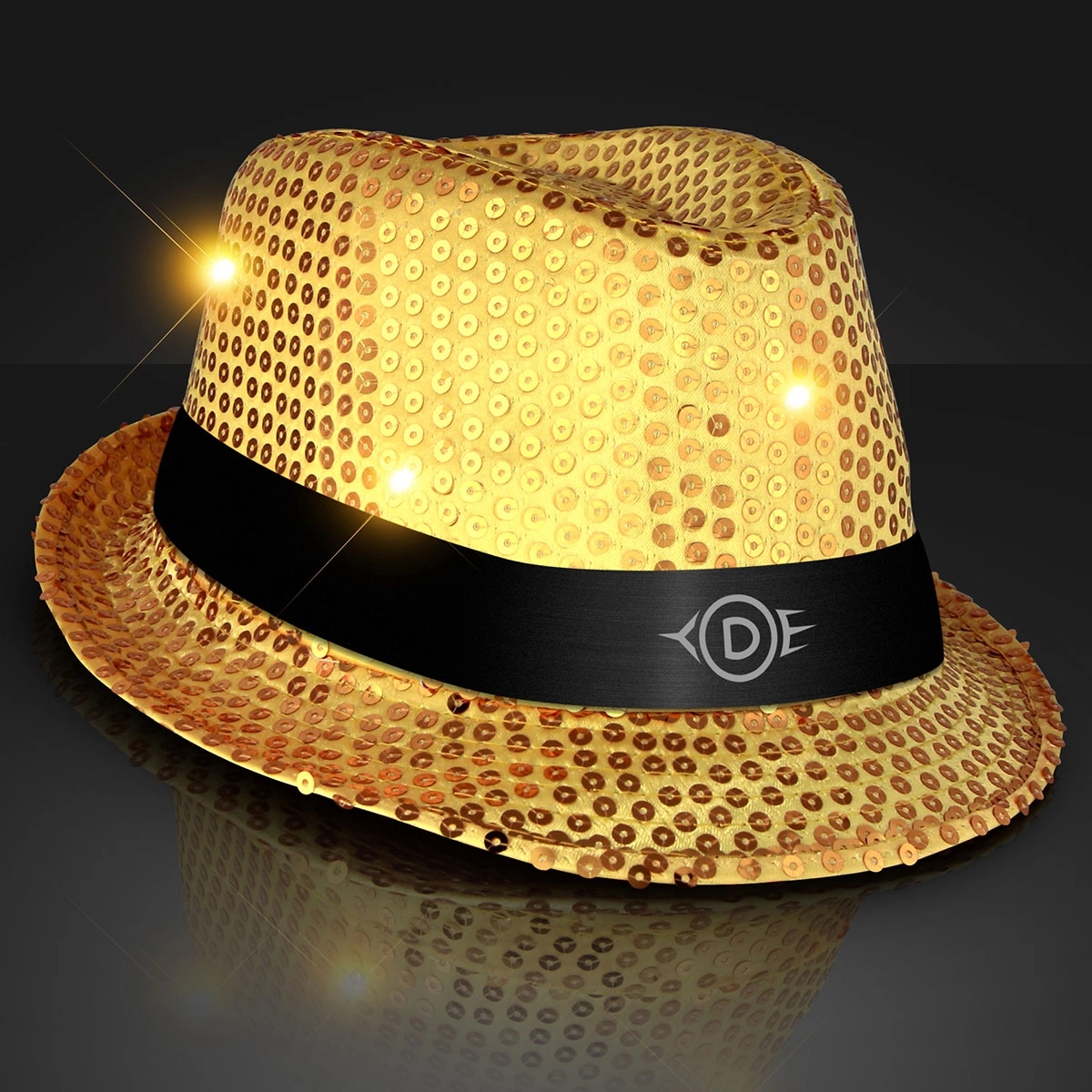 Shiny Single Colored Fedora Hats with Flashing Lights 6