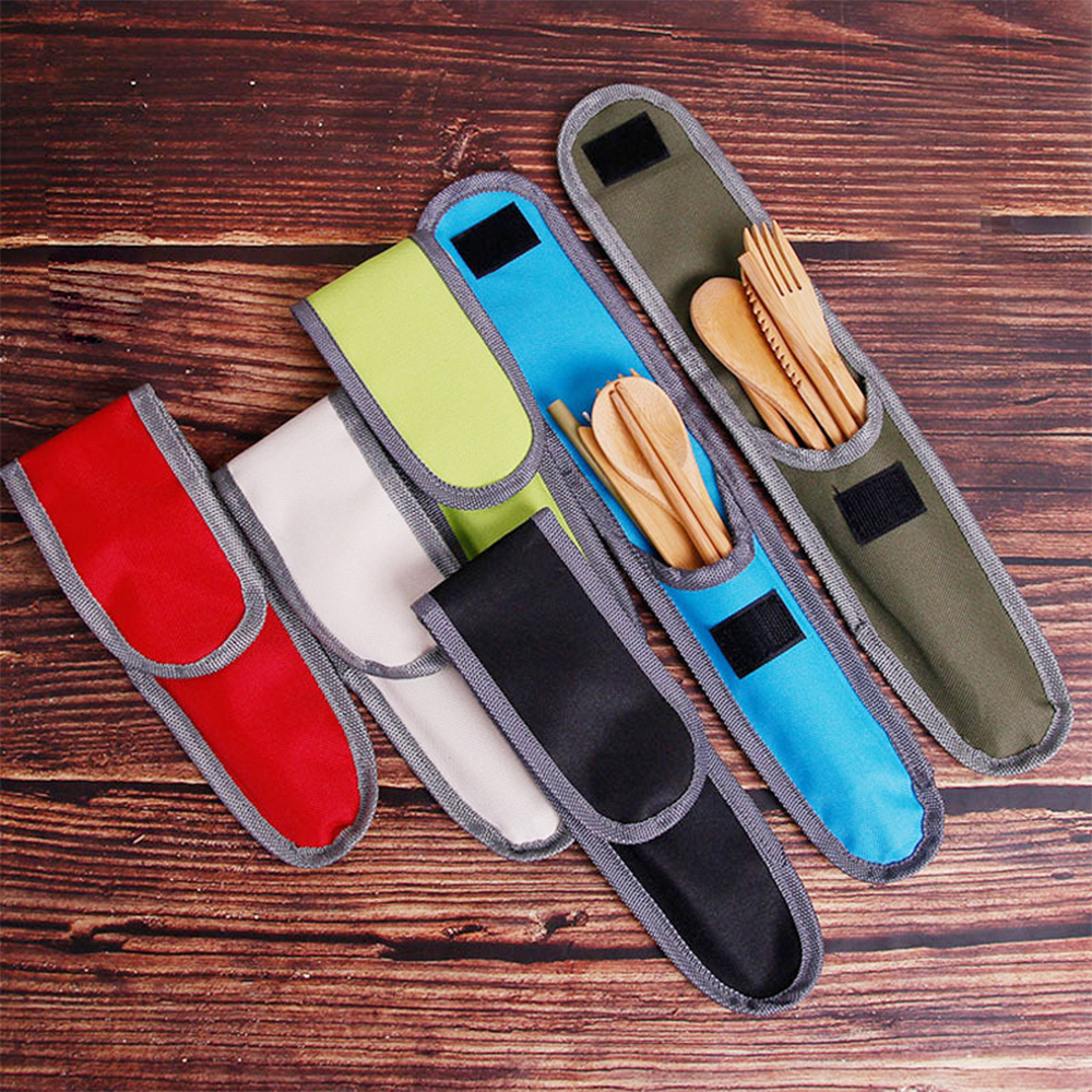 Bamboo Travel Tableware Set With Carrying Case 1