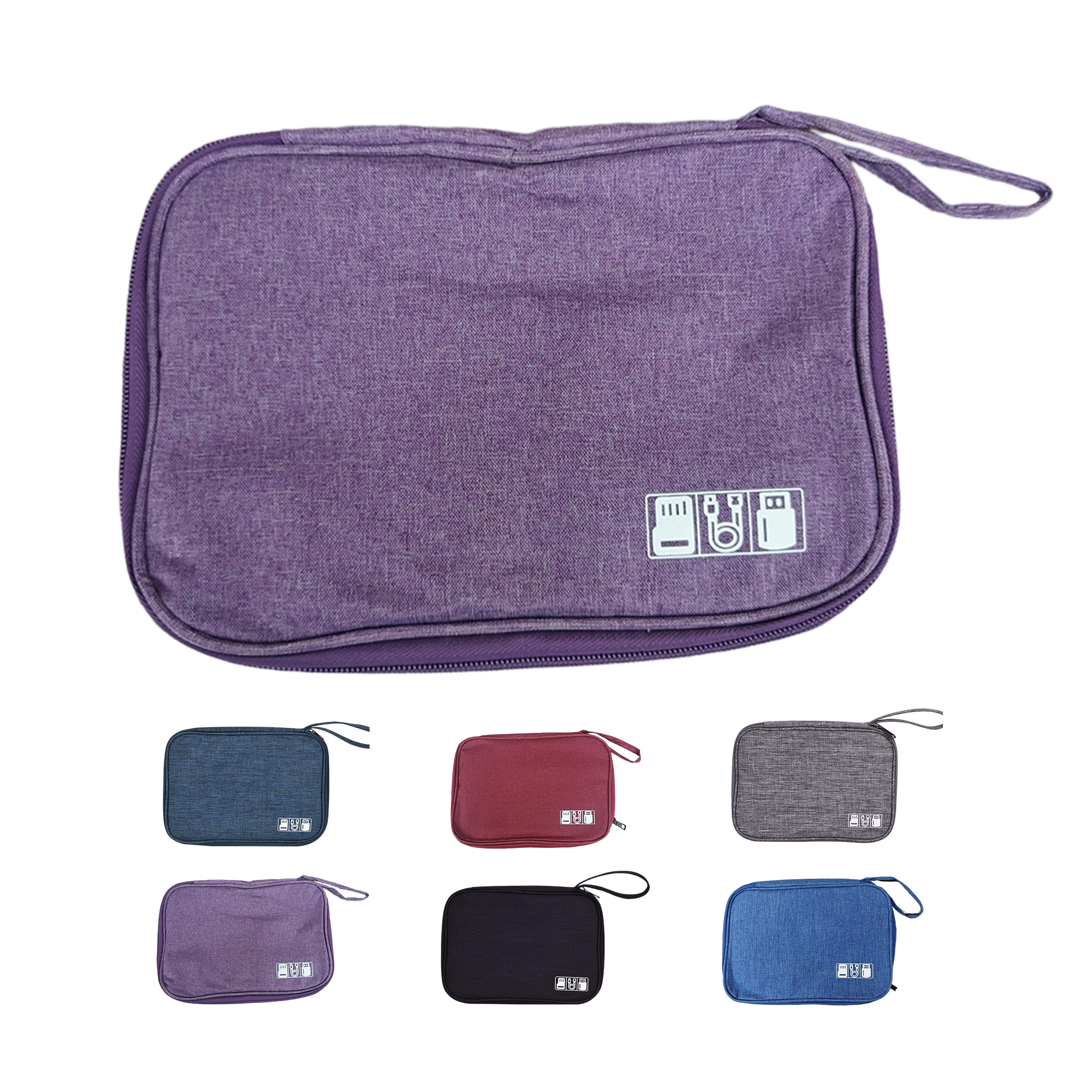Nylon Travel Electronics Organizer Bag With Elastic Loops 9.45" 8