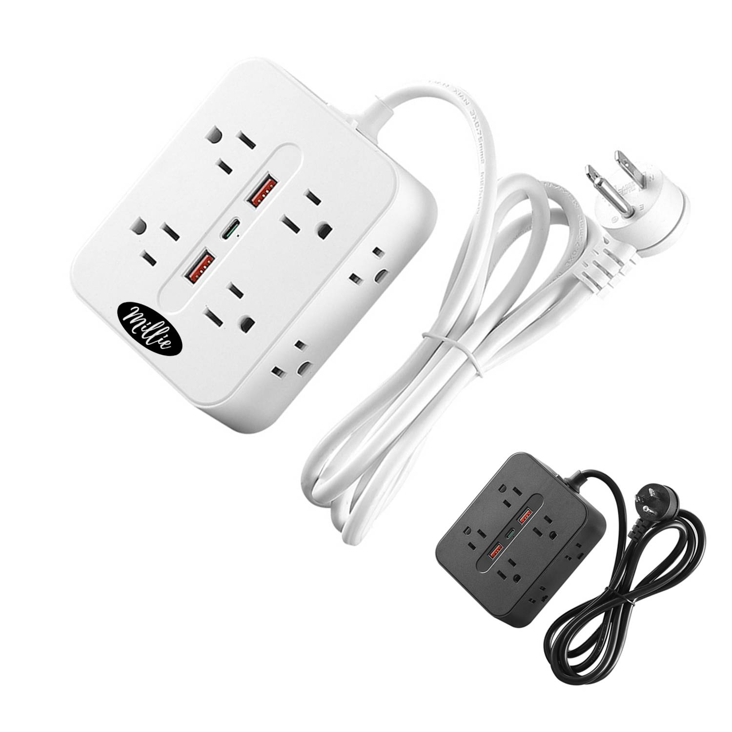 Surge Protection 8-Outlet Wall Extender w/ 3 USB Ports 3