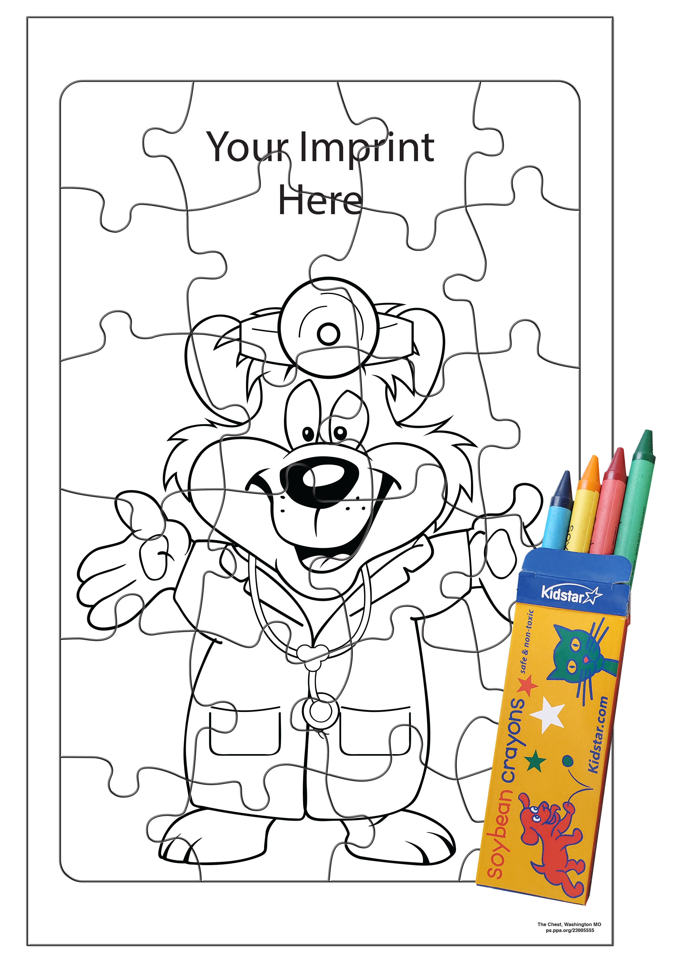 24 Pieces - 10 1/2" x 6 5/8" Coloring Tray Puzzle - Doctors Visit 2