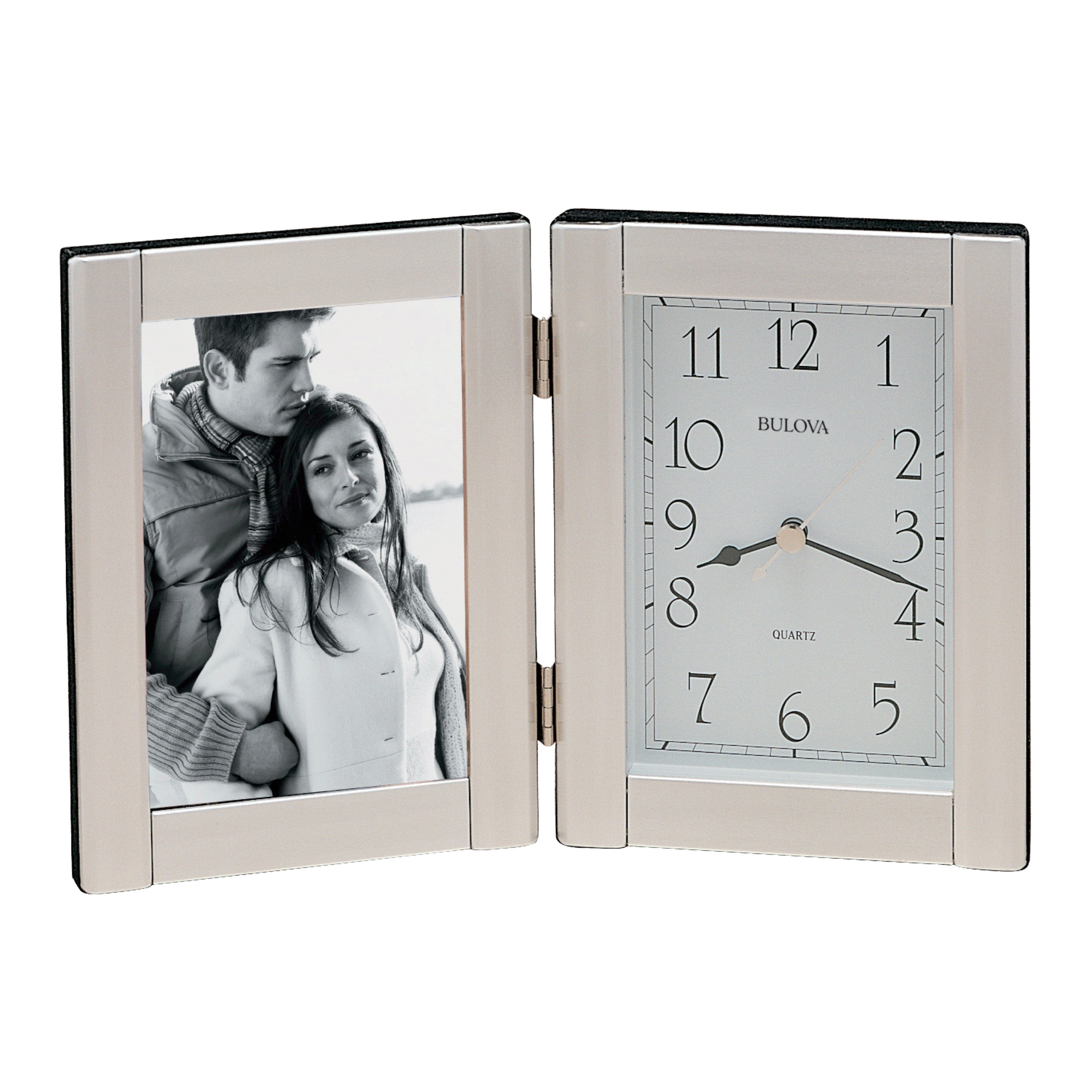 Bulova Forte Ii -Hinged Brushed Aluminum Case. Holds A 3.5" X 5" Photograph. 1