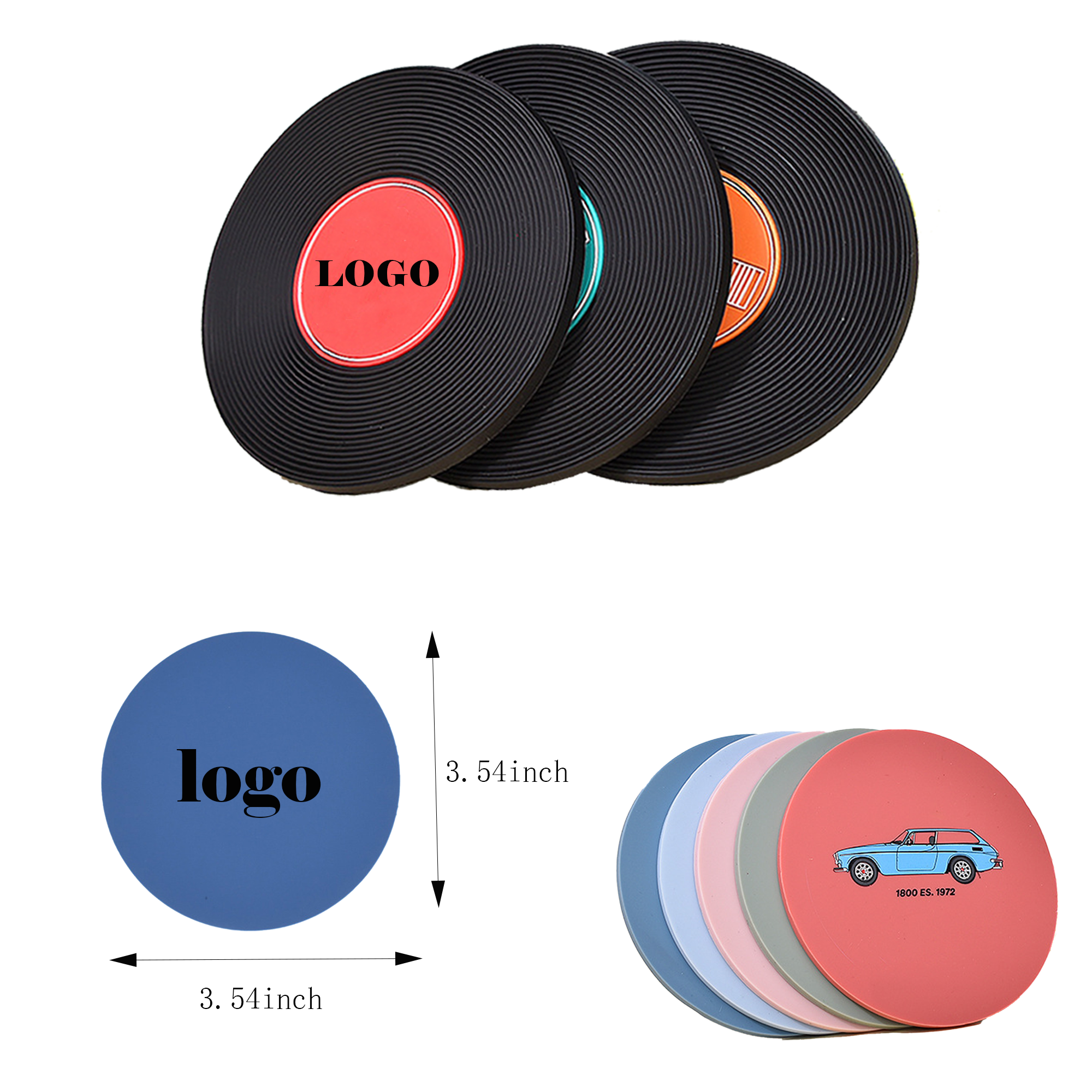 Full Color Non-Slip PVC Table Coaster For Drink MOQ50 2