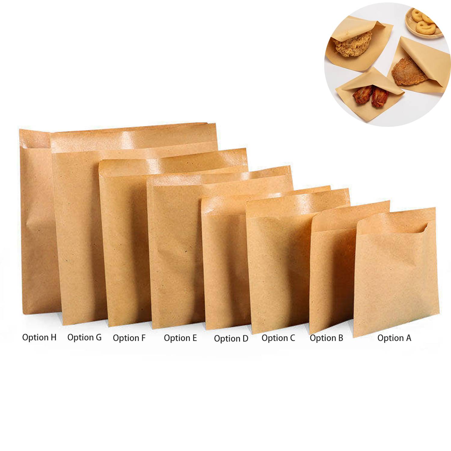 100PCS/Pack Custom Greaseproof Kraft Paper Bags 7