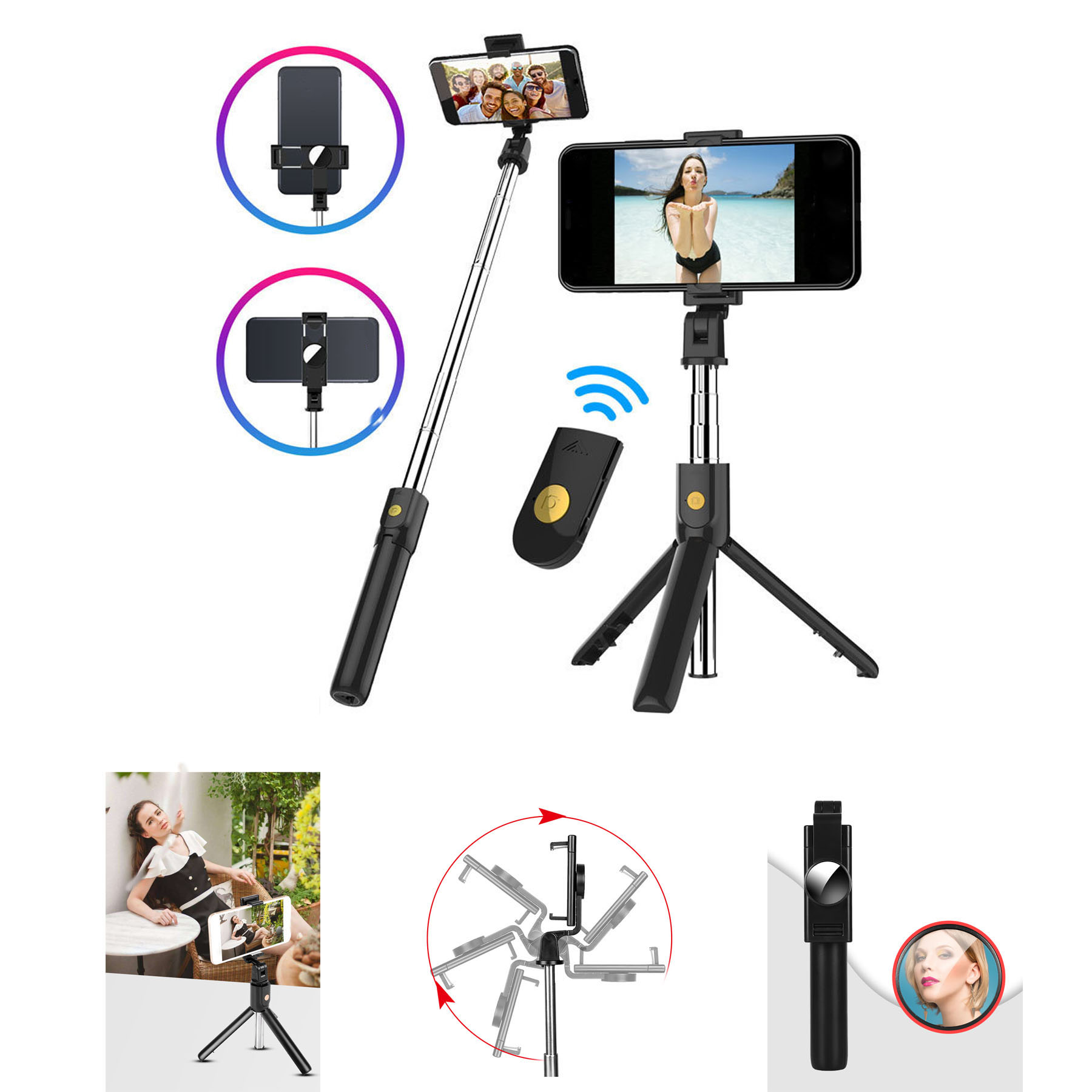 Bluetooth Tripod Selfie Stick Phone Stand 3