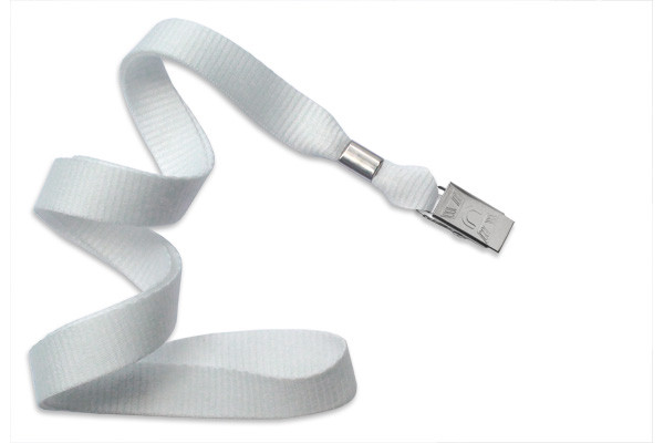 5/8" Blank Lanyard w/Bulldog Clip (White) 2