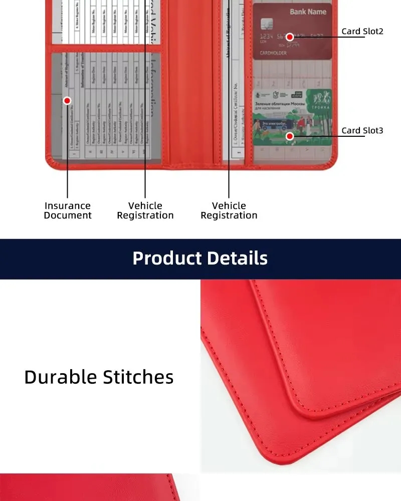 Leather Car Registration And Insurance Holder 10