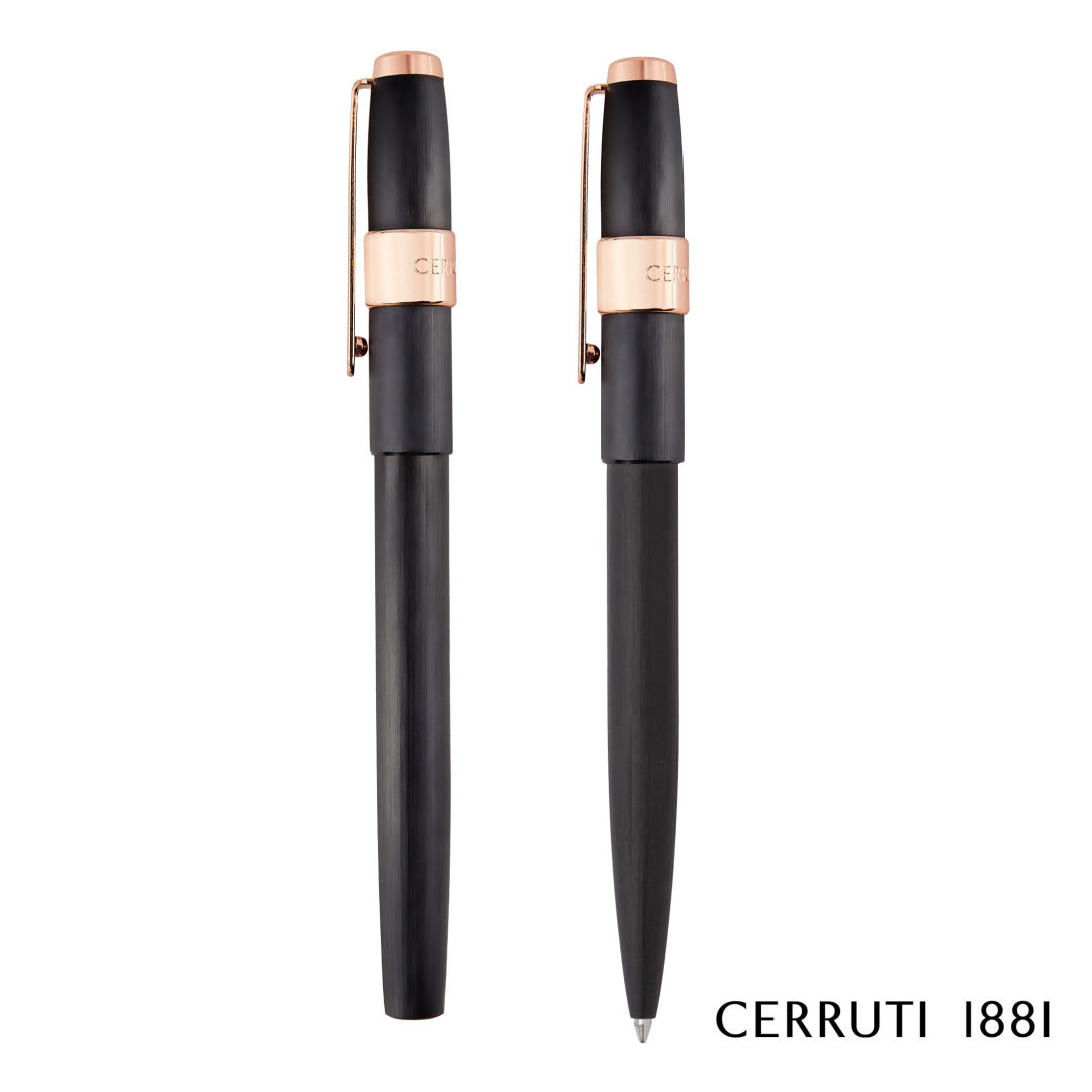 Cerruti 1881® Block Brushed Ballpoint & Rollerball Pen Set 5