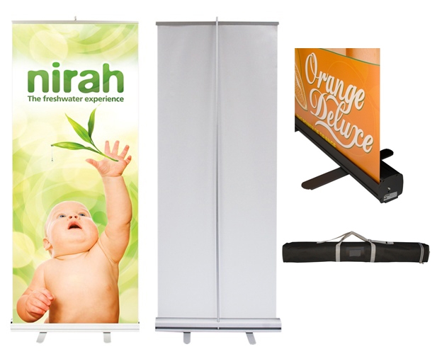 24 Hour Rush Econo Roll Retractable Banner Stand w/ Graphic - 33.5"x80" 1