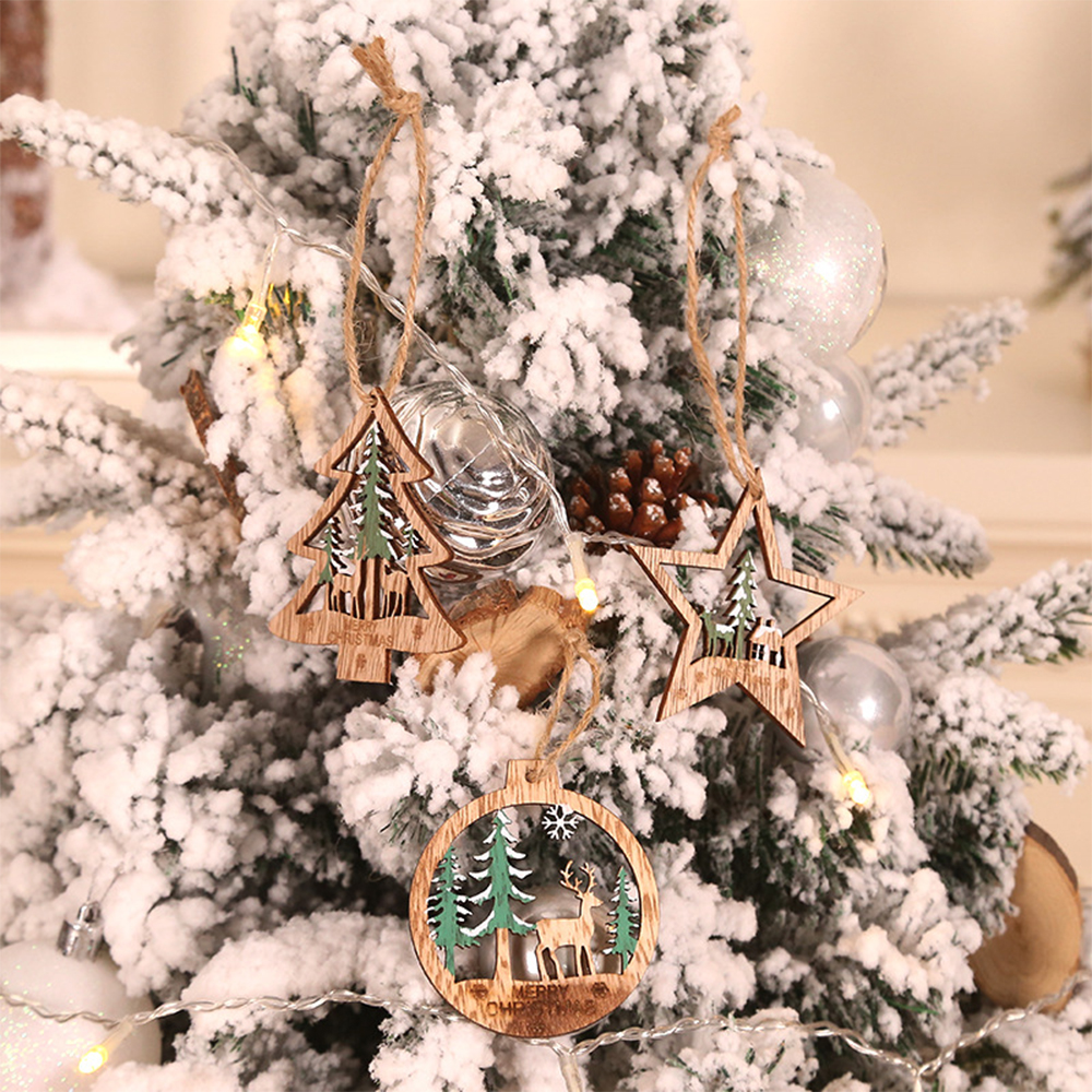 Christmas TreeWooden Elk Pendant Set 6