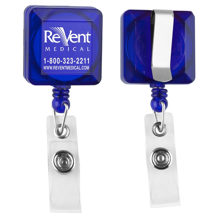 "Kent VL" 30" Cord Square Retractable Badge Reel and Badge Holder with Metal Slip Clip Attachment 6
