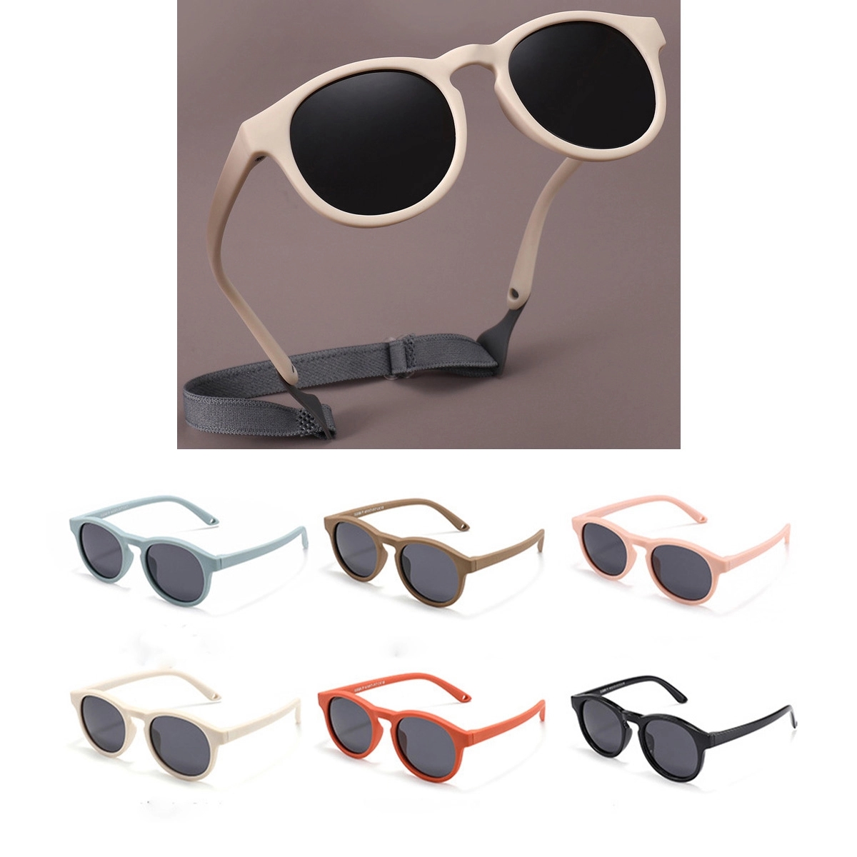 Kids Boys Girls Toddler Sunglasses With Strap Flexible Frame 2