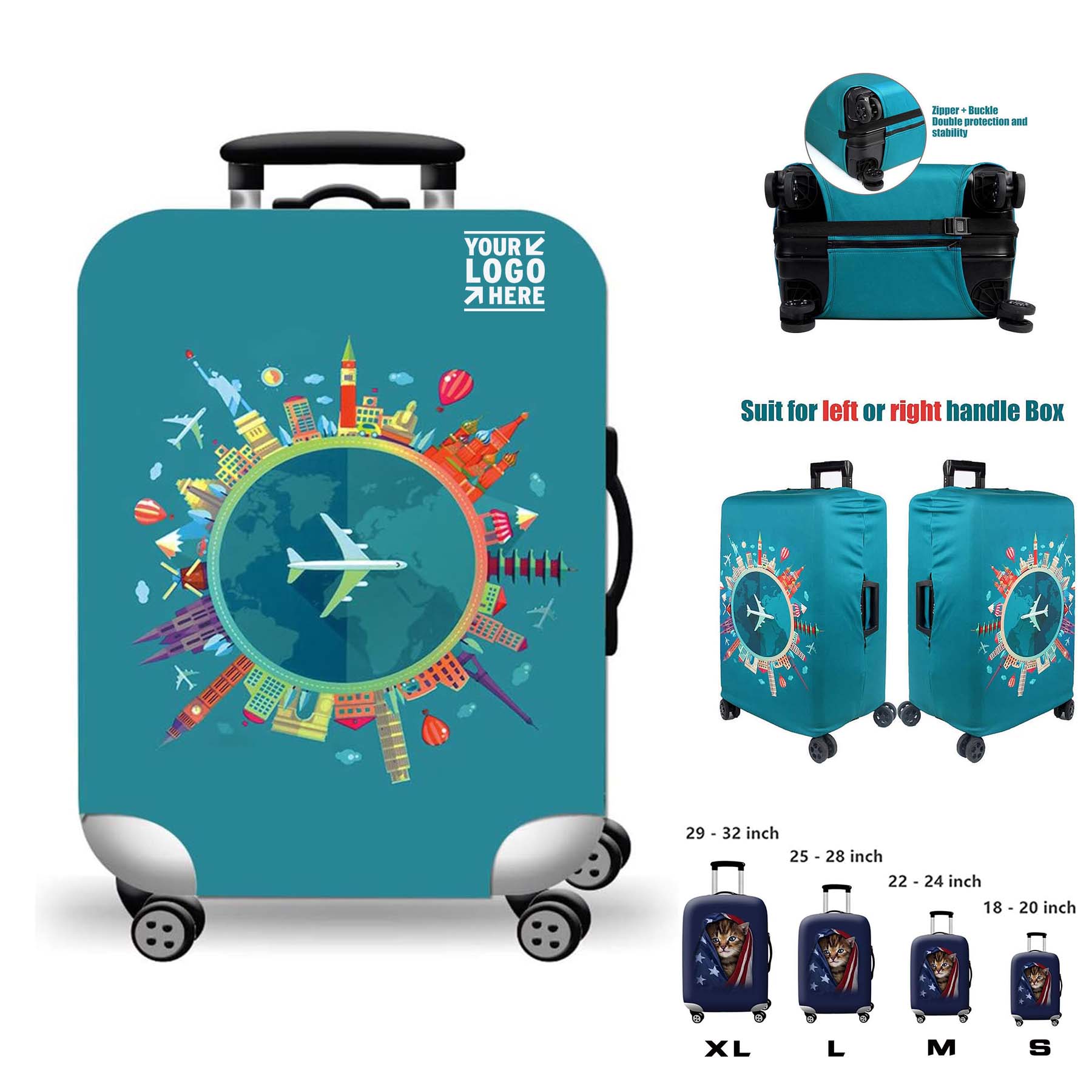 Elastic Double-sided Opening Washable Travel Luggage Cover
