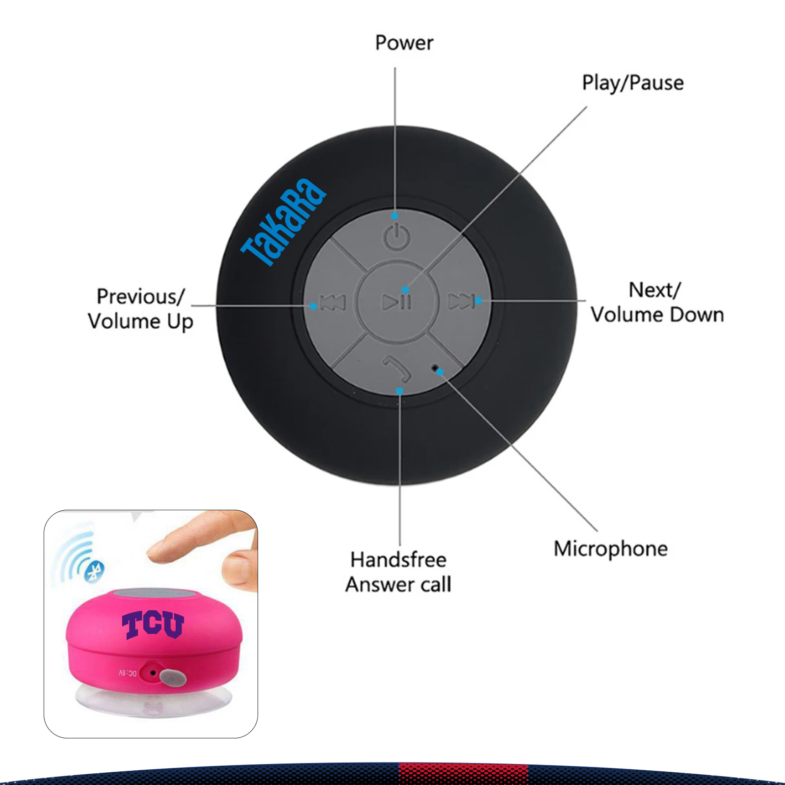 Audric Suction Waterproof Bluetooth Shower Speaker 8