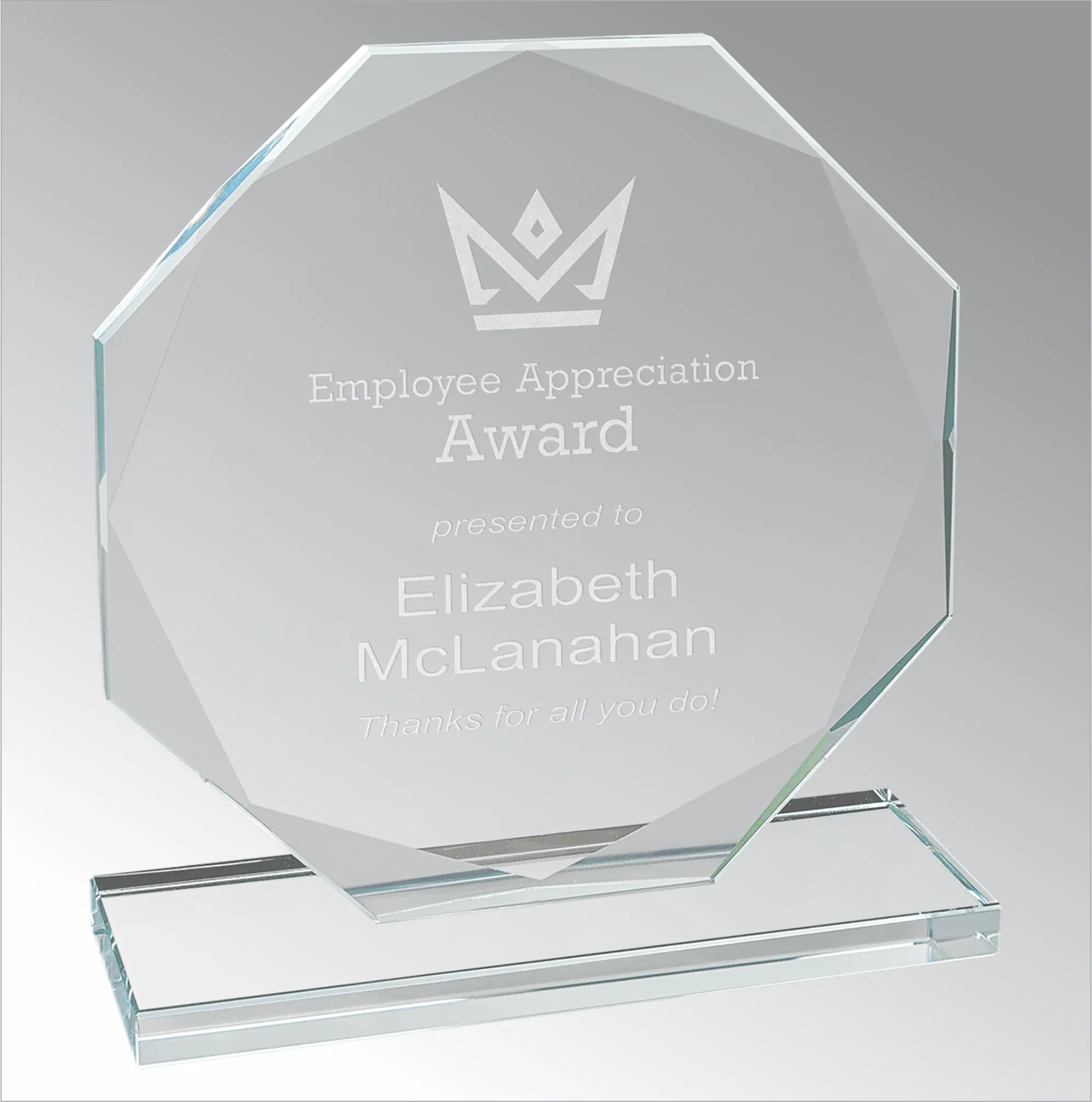 Octagon Clear Glass Award 14