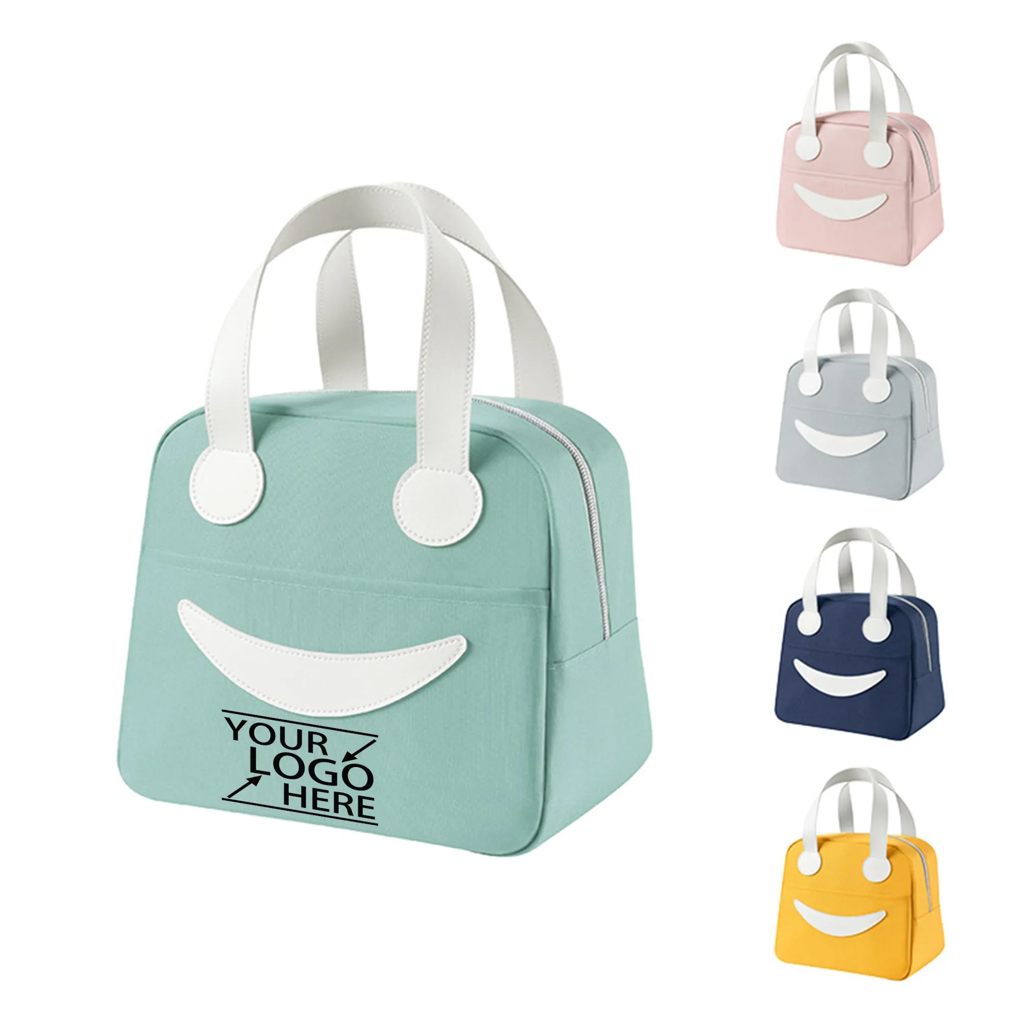 Smiley Face Oxford Cloth Insulated Tote Bag 2