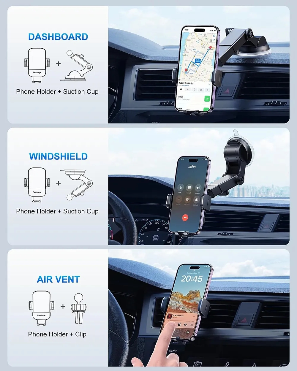 15W Wireless Fast Charging Car Charger 5