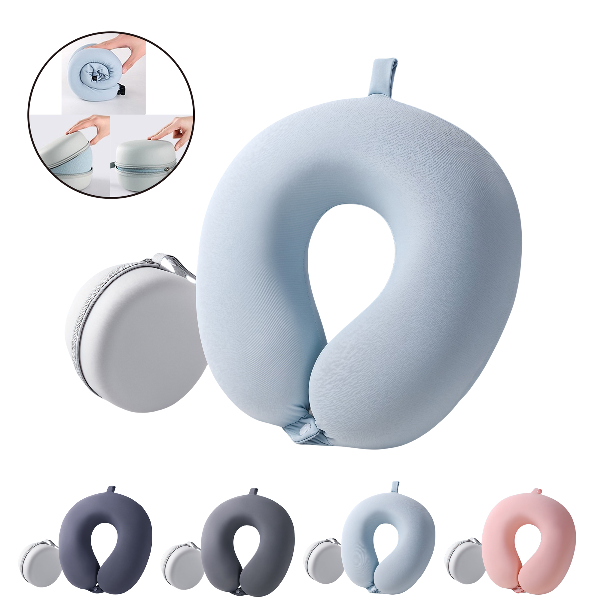Travel Neck Pillow with Storage Box for Airplane 5
