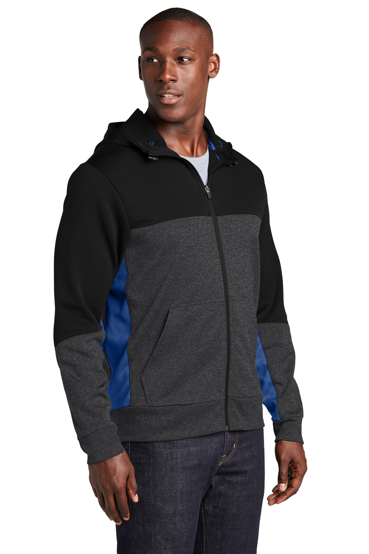Sport-Tek Tech Fleece Colorblock Full-Zip Hooded Jacket. ST245 30