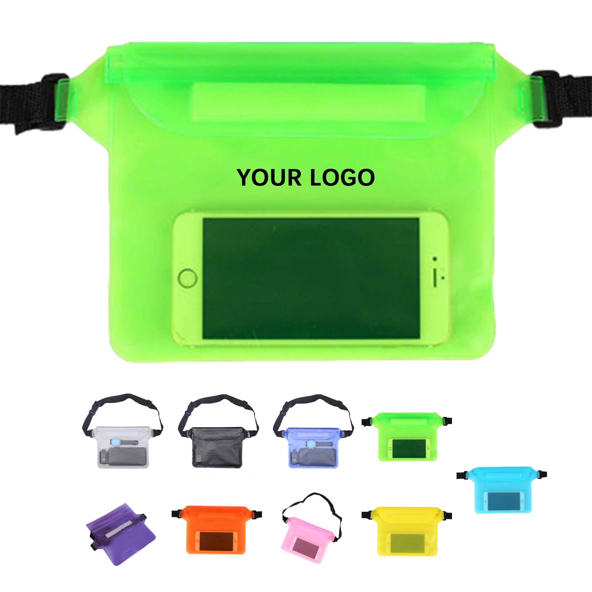 Waterproof Waist Pouch With Touch Screen Window 8.66" x 7.08" 10