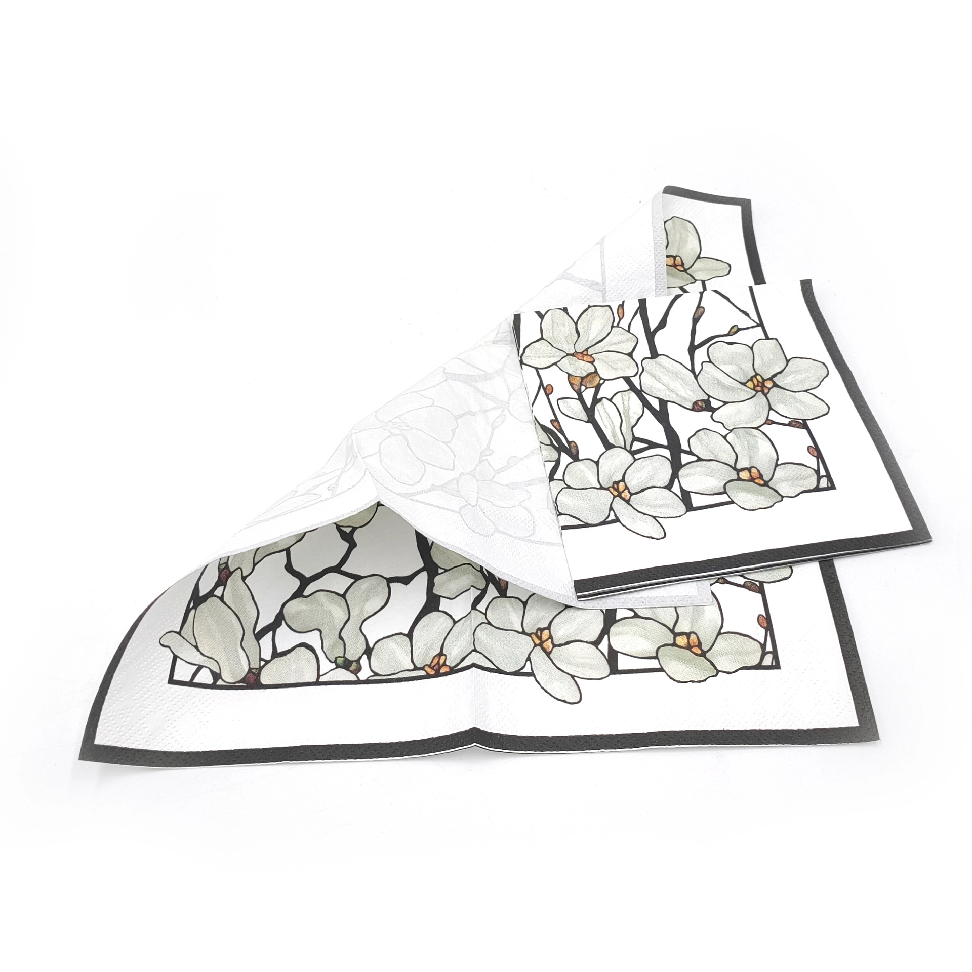 Custom Gold Foil Disposable Floral Paper Napkins 3