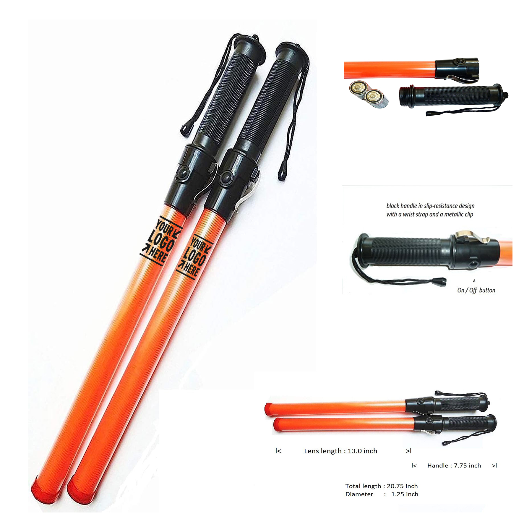 12 Red Led Traffic Safety Baton Light with Two flashing Modes