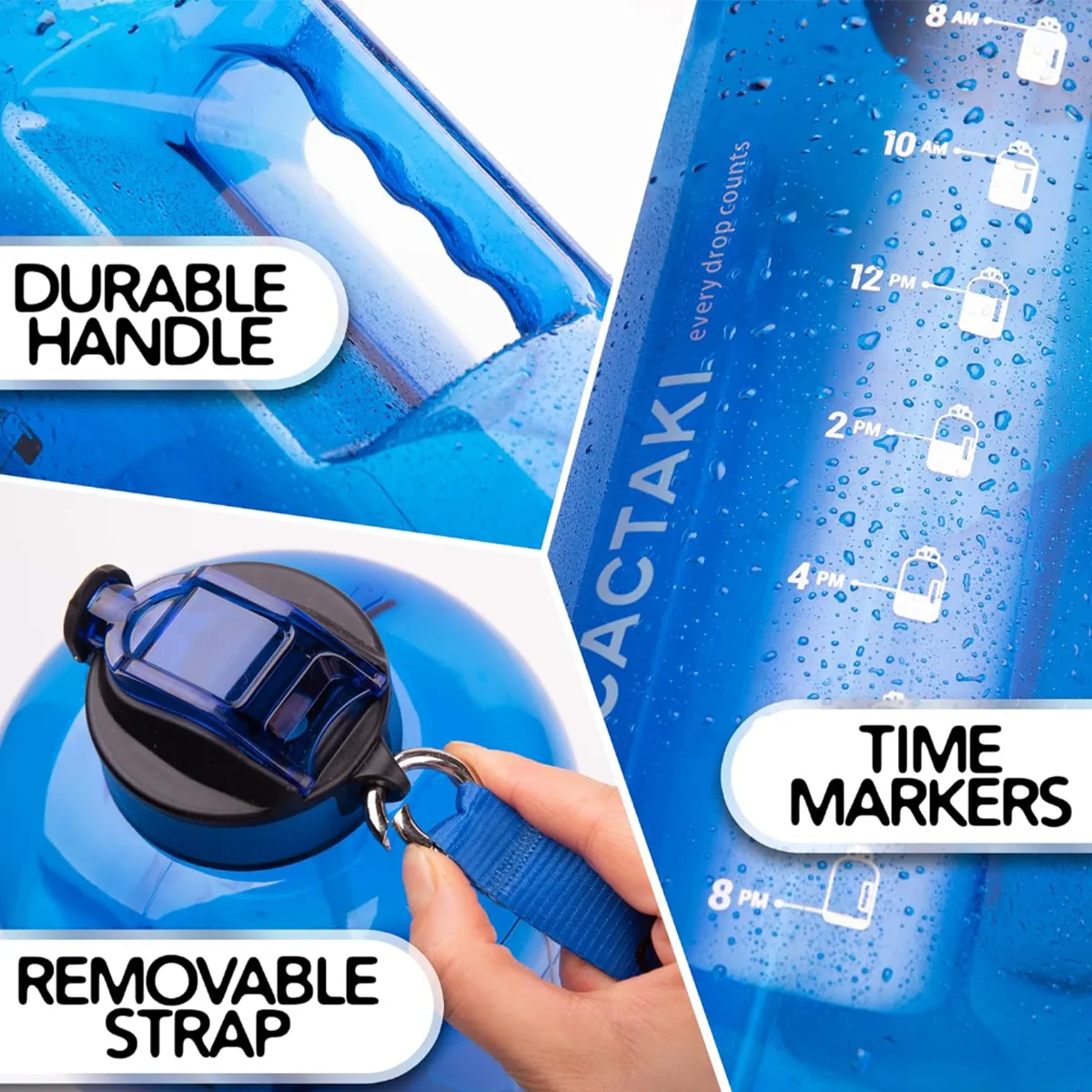 2.2L Customizable Water Bottle With Time Marker And Handle 3