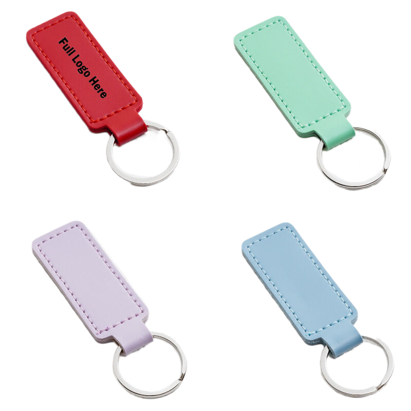 Classic PU Leather Rectangle Keychains 4