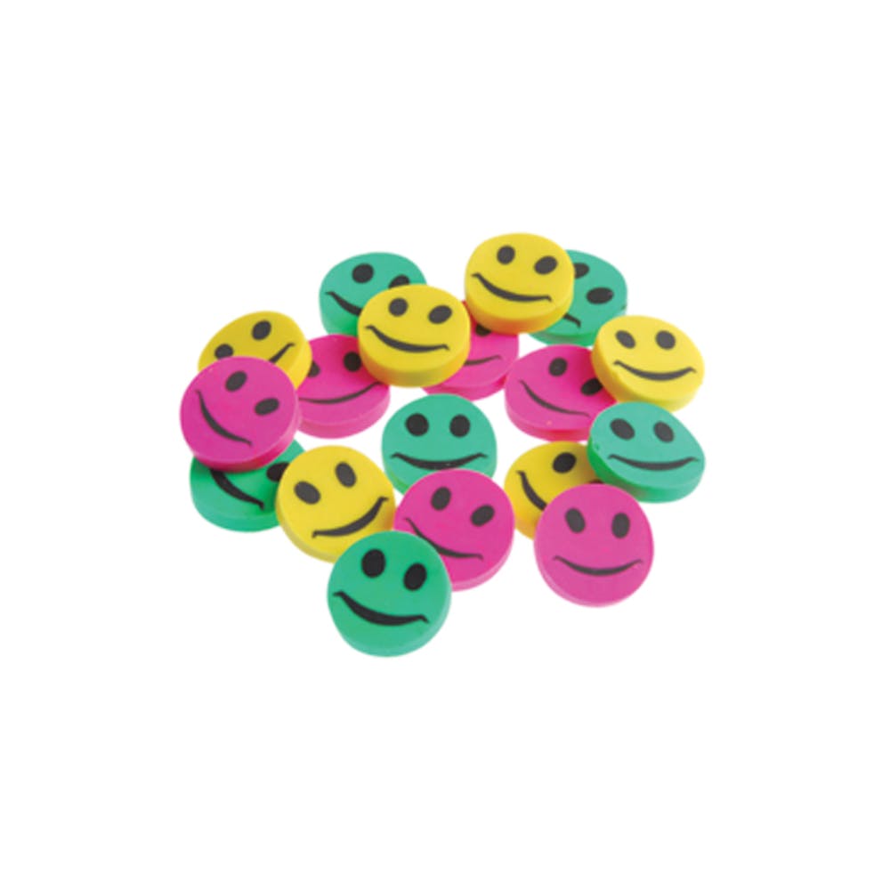 Mini Smiley Face Erasers - Assorted 1