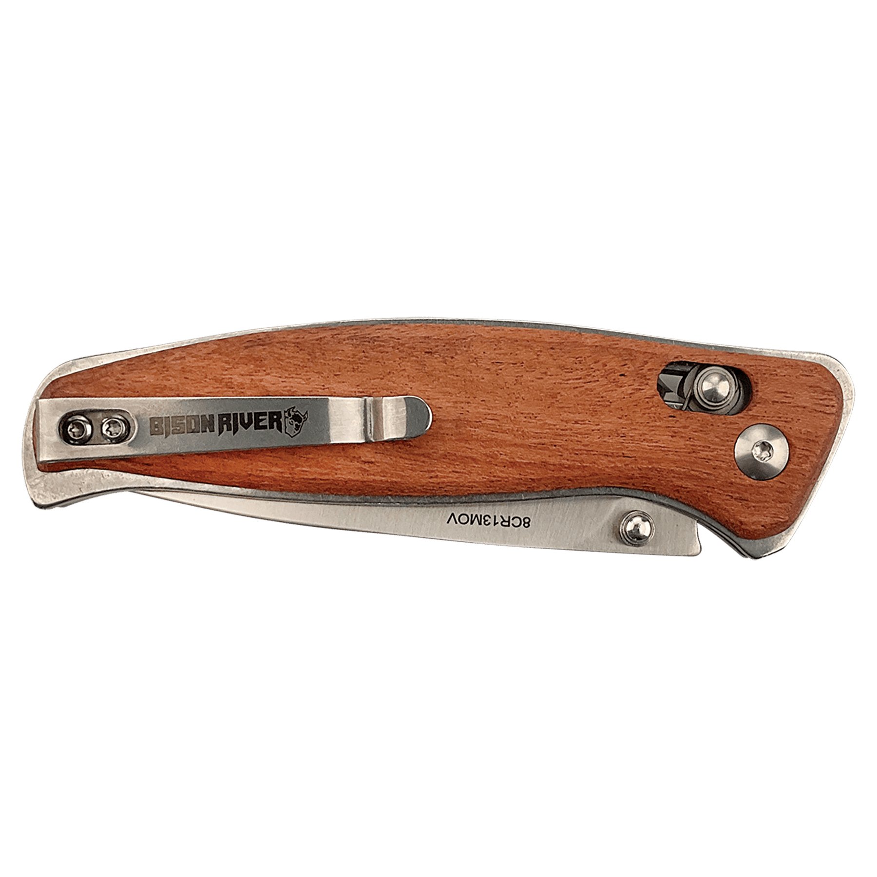 Bison River 4.5" Wood Button Lock Knife 6