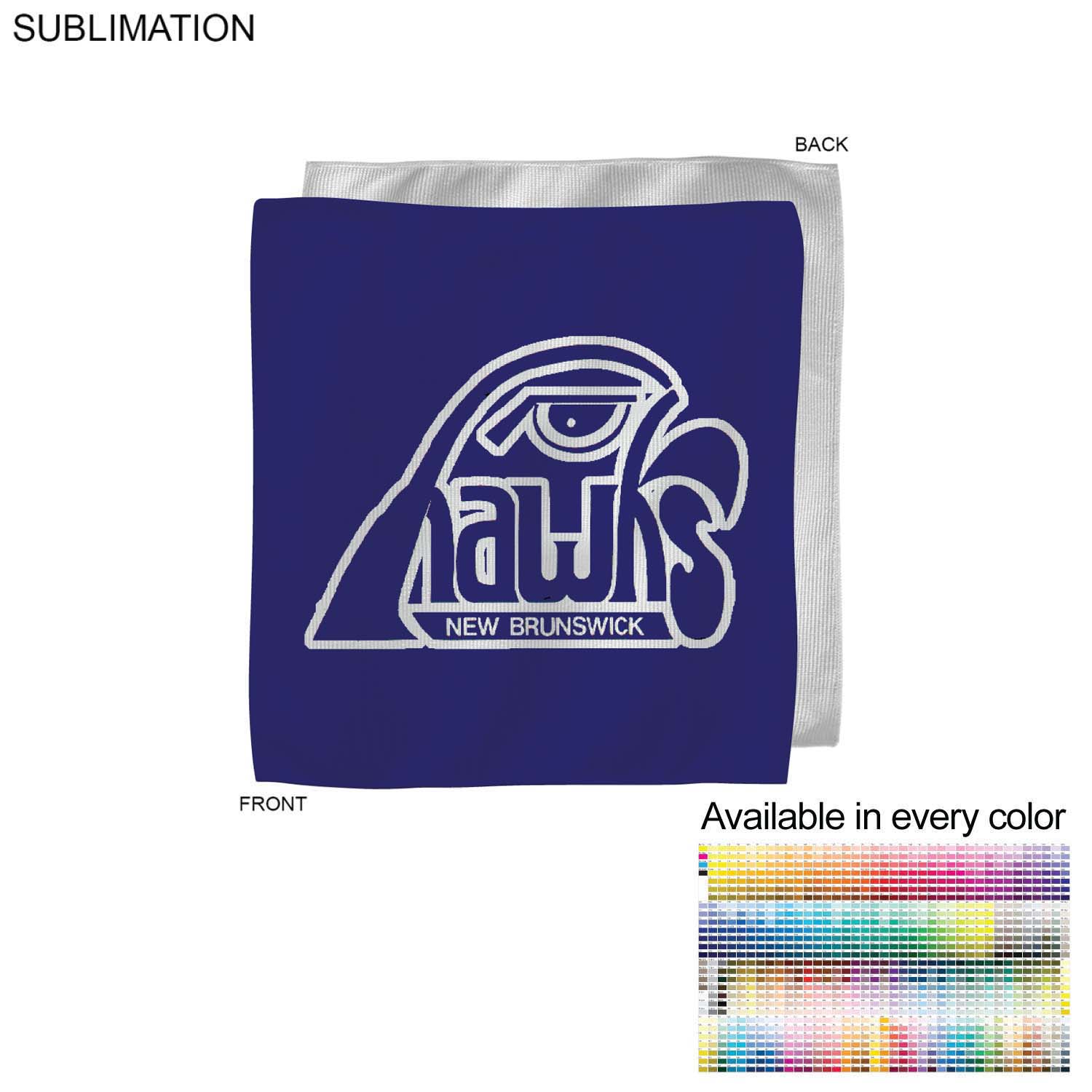 Colored Microfiber Dri-Lite Terry Fan, Cheering, Skate Towel, 12x12 Sublimated Edge to Edge 1 side 3