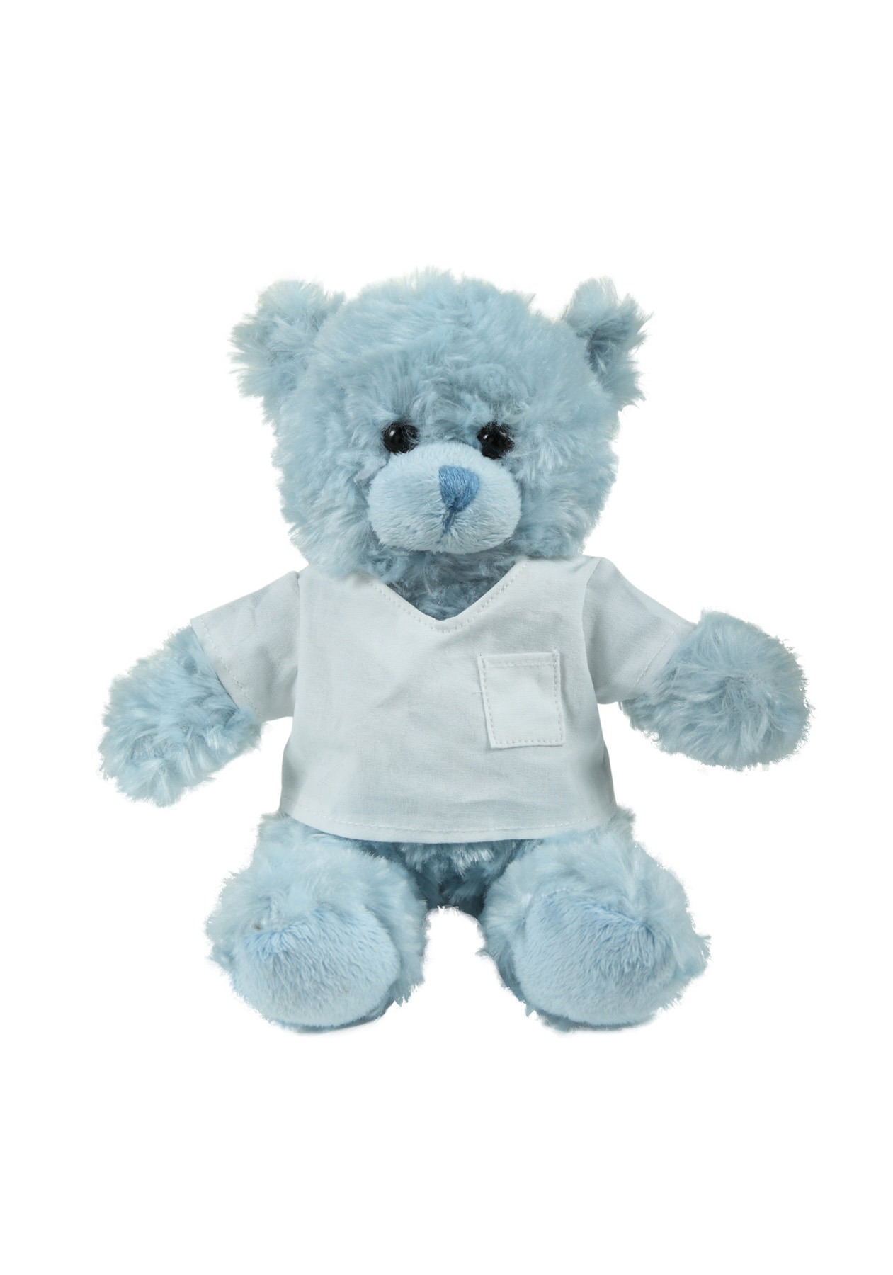 soft plush Blue Curly Sitting Bear  with doctor jacket
