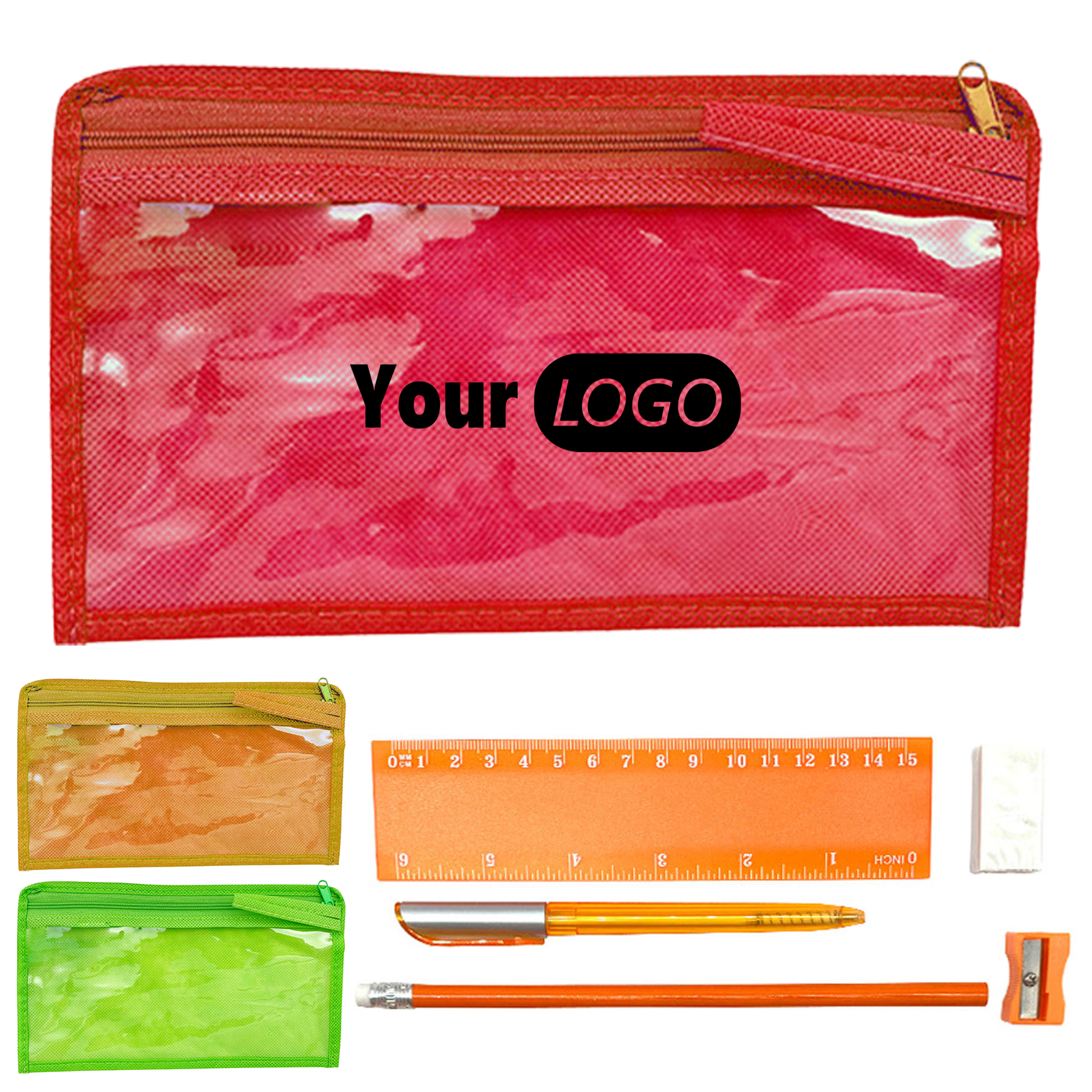 Tpr Transparent Stationery Pouch With Essential School Supplies 2