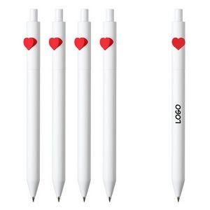 Elegant White Click Pen With Red Heart 9