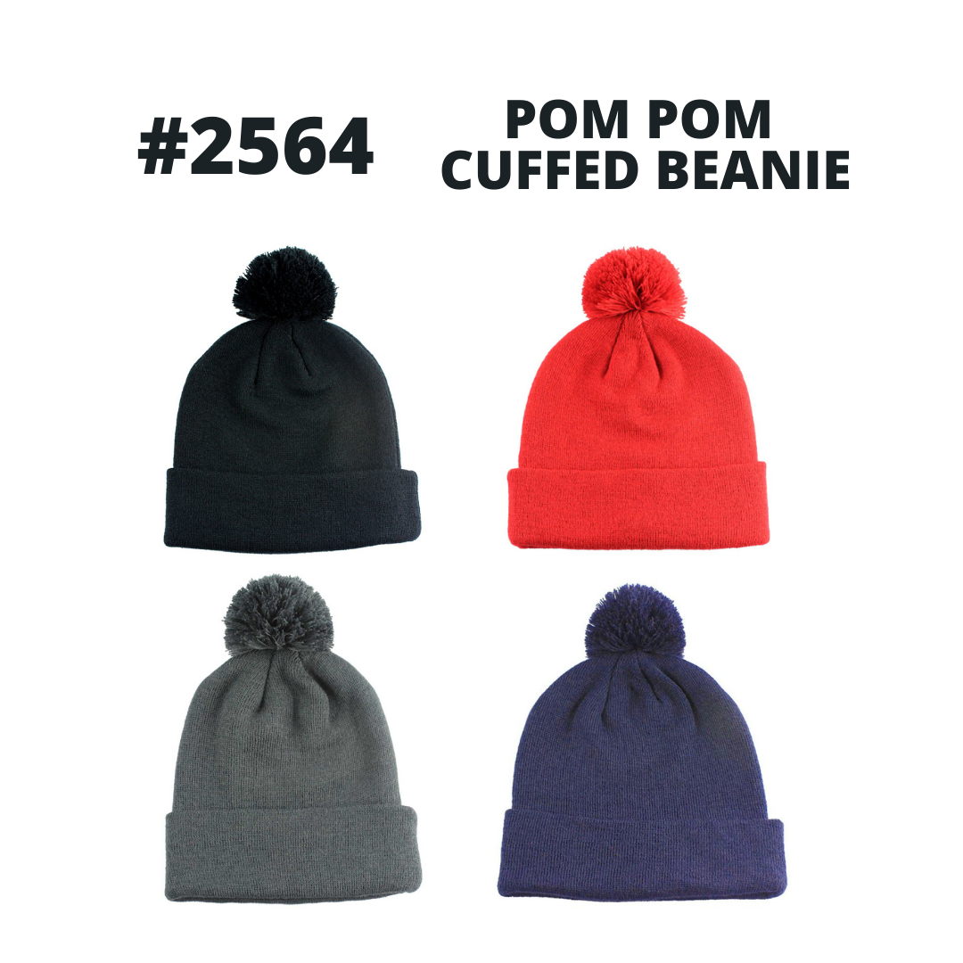 12" Knit Beanie Pompon