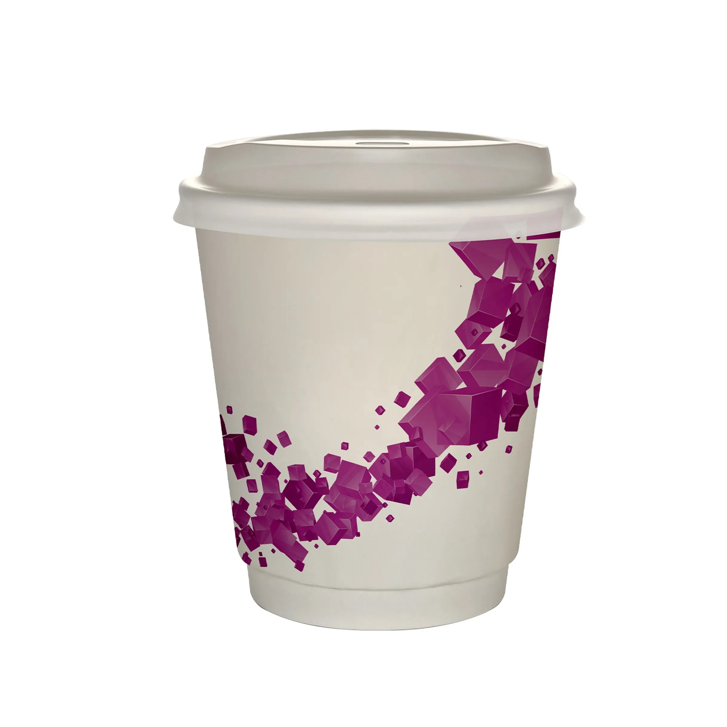 10 oz Full Color Floating Cubes Insulated Paper Cup With Lid 17