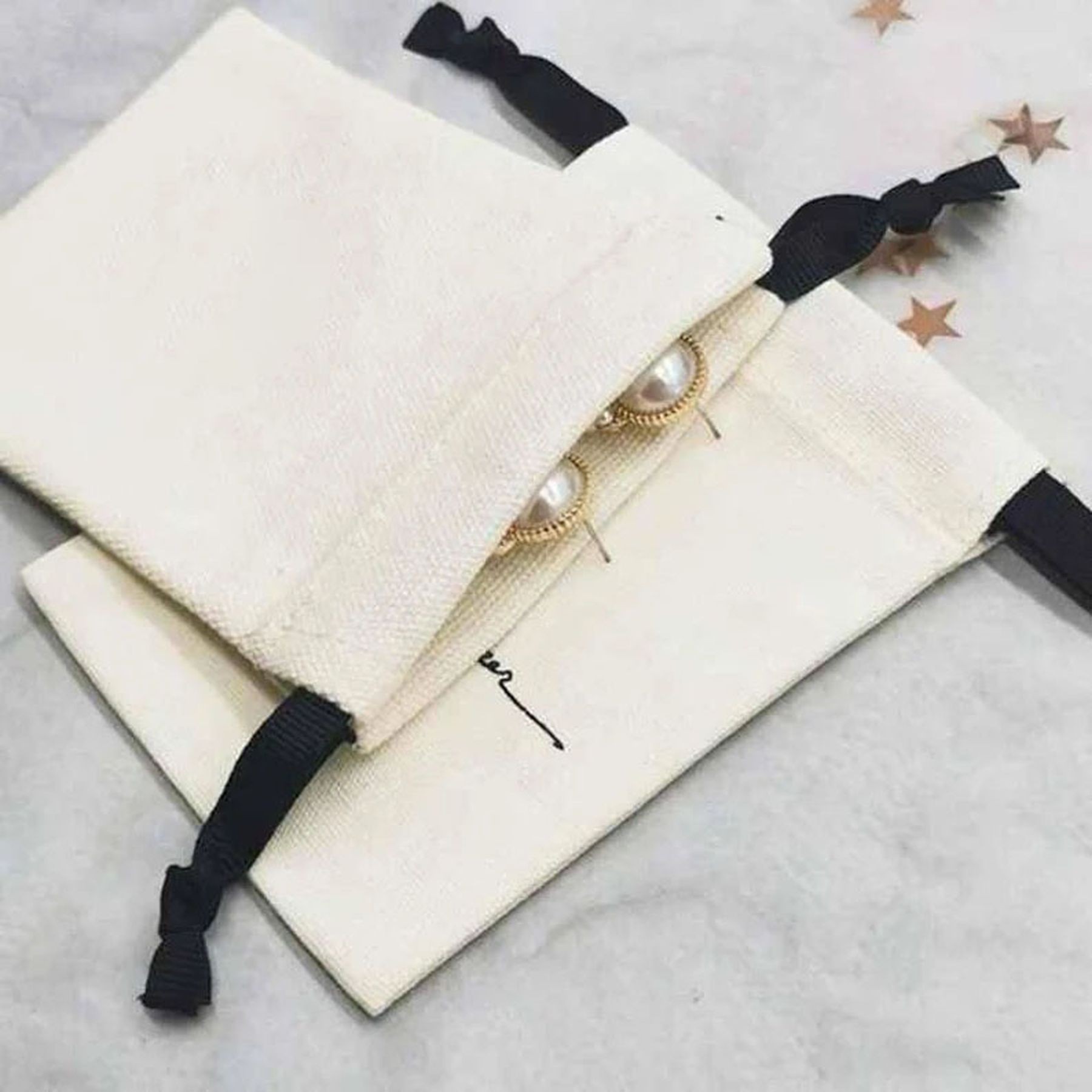 Organic Cotton Drawstring Jewelry Bag Gift Pouch Sachet Bags 14