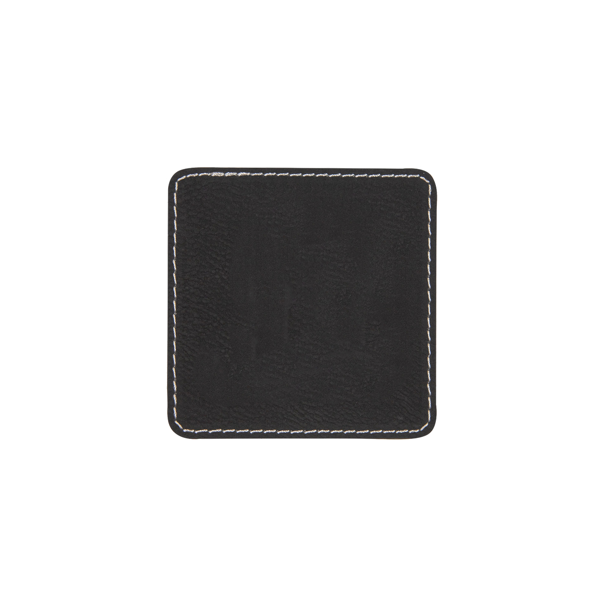 3" Black/Silver Leatherette Square Patch with Adhesive 2