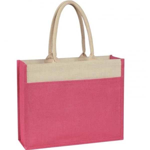 Jute Tote Bag With Front Pocket, custom tote bag with logo imprint 5