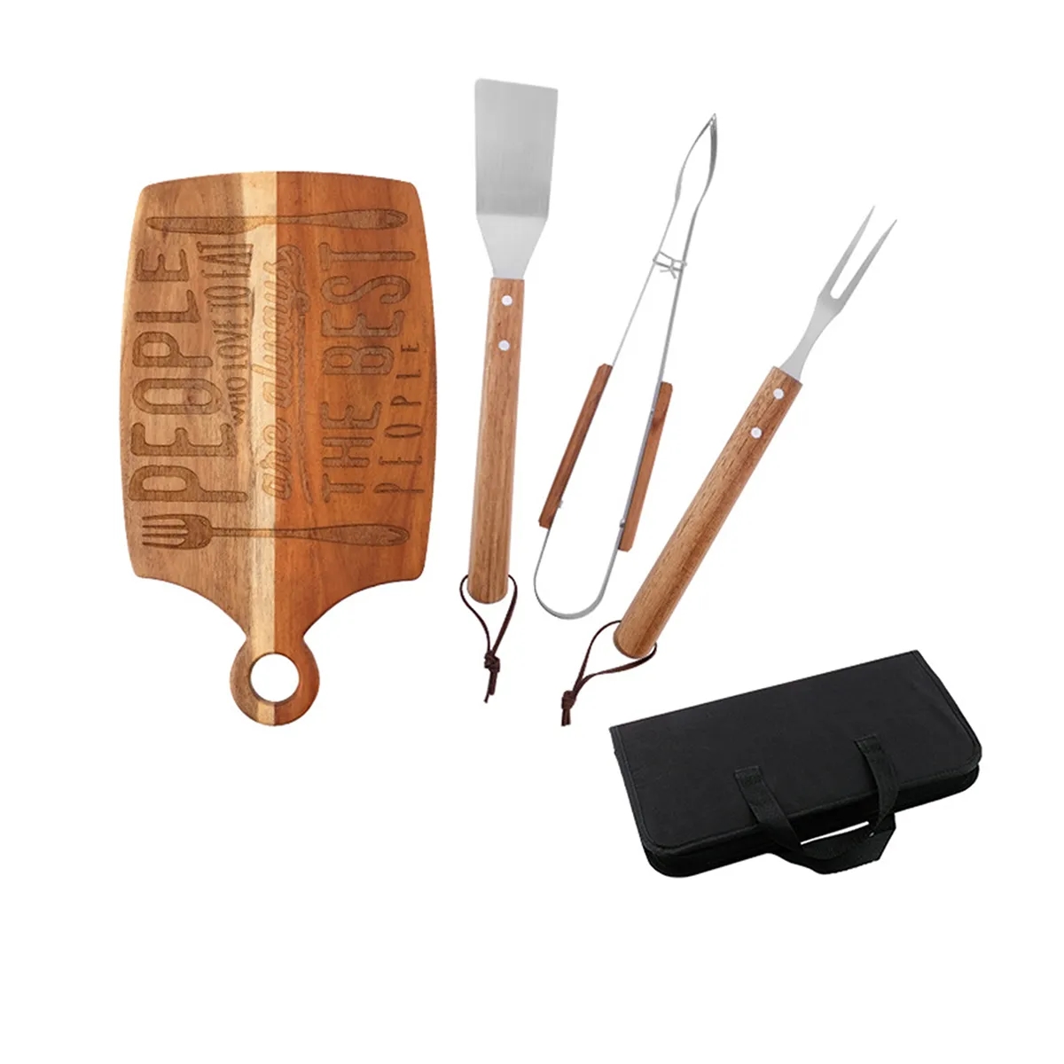 Wooden BBQ Tool Grill Accessories Set With Chopping Board 4
