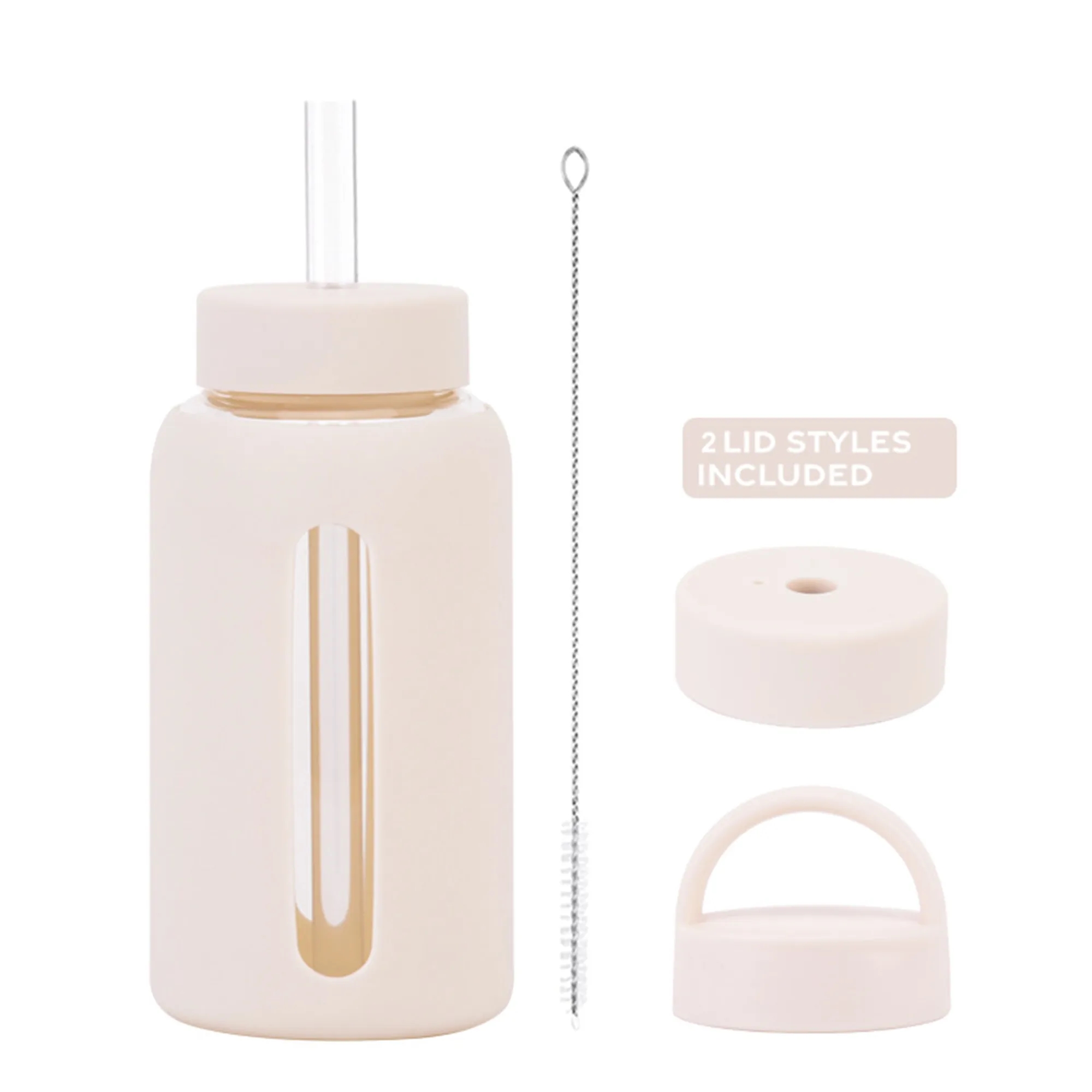 20oz Silicone-Sleeved Glass Tumbler with Straw & Dual Lids 8