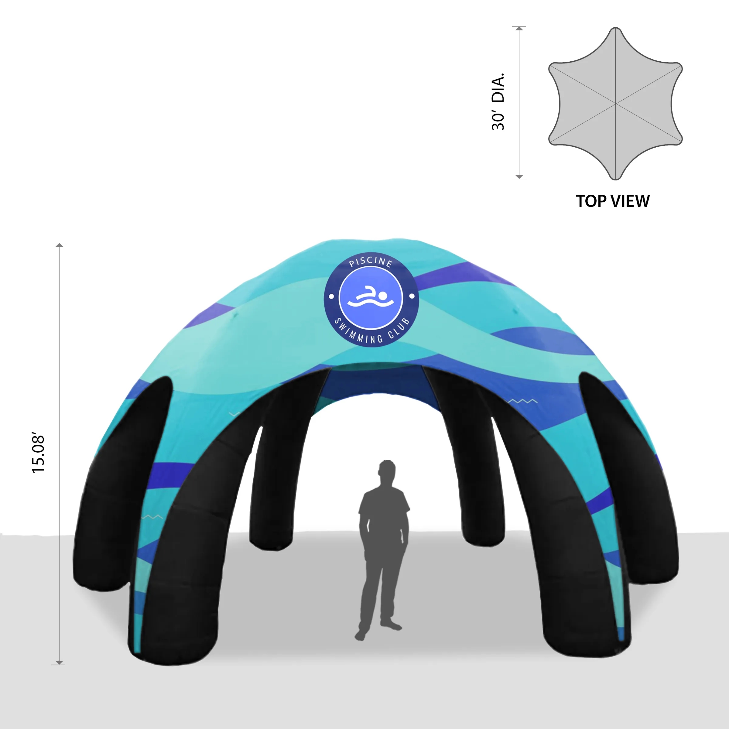 30' Custom Inflatable Spider Tent with 6 legs with Canopy 5