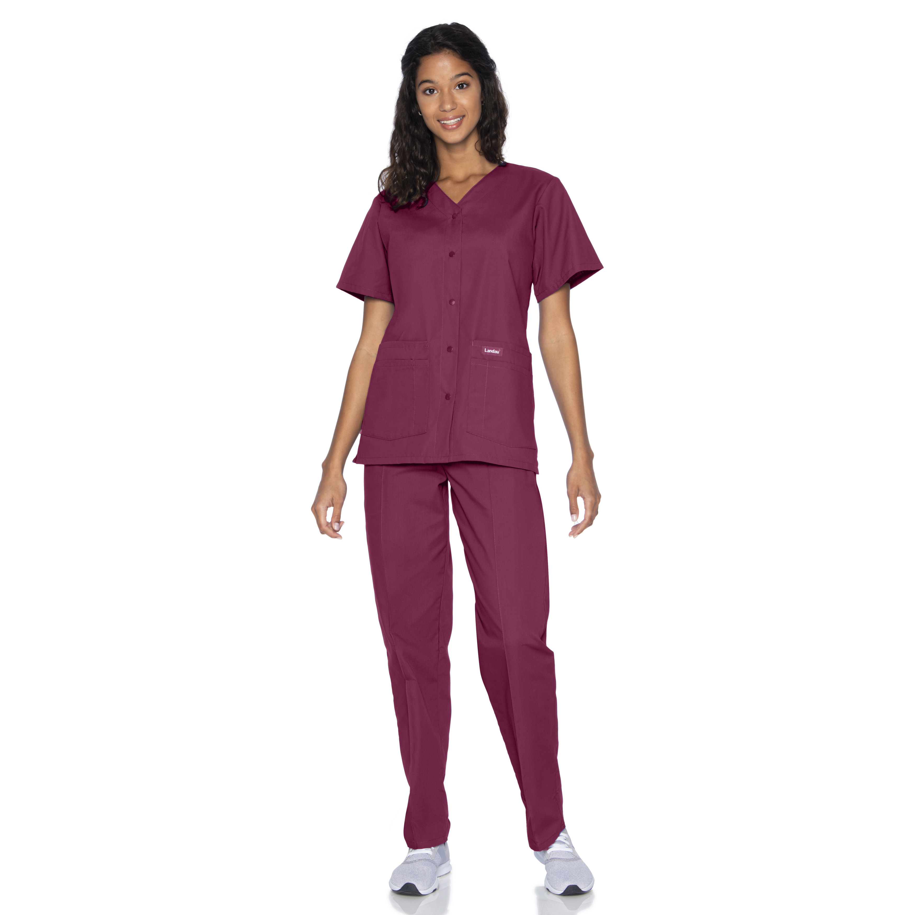 Landau - Essentials - Women's Four-Pocket Snap-Front V-Neck Top 18
