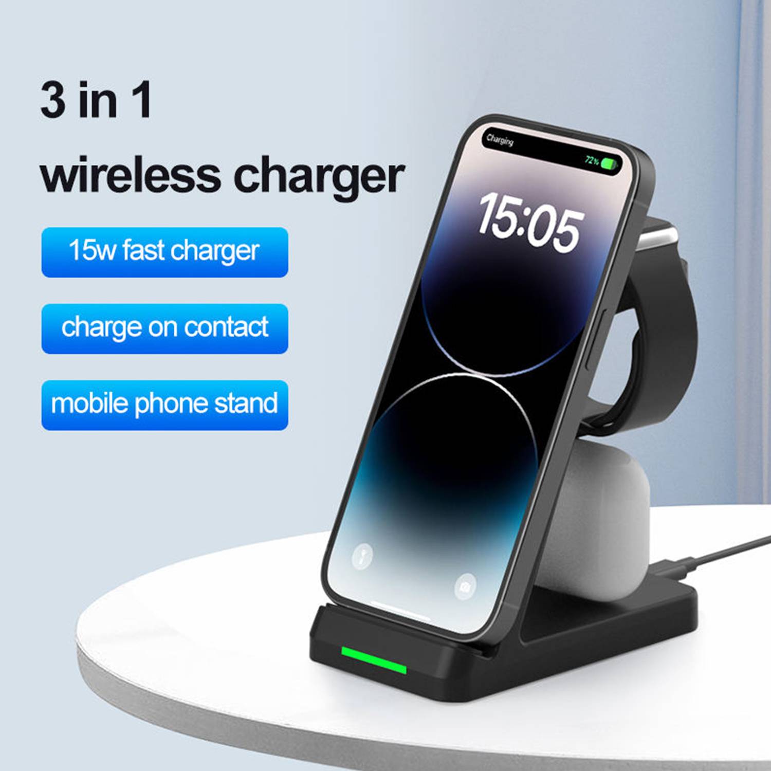 3 In 1 Wireless Charger Phone Stand 2